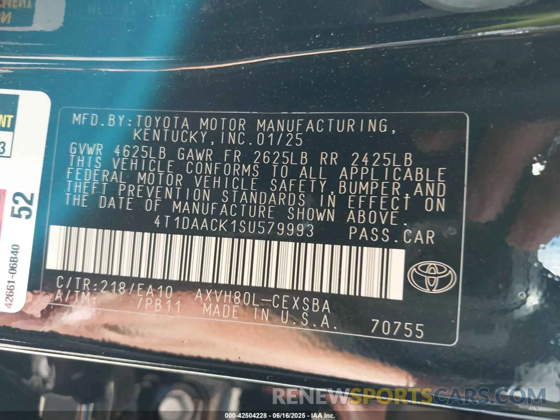 9 Photograph of a damaged car 4T1DAACK1SU579993 TOYOTA CAMRY 2025