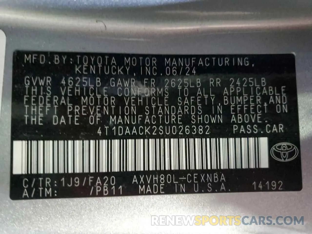 13 Photograph of a damaged car 4T1DAACK2SU026382 TOYOTA CAMRY 2025