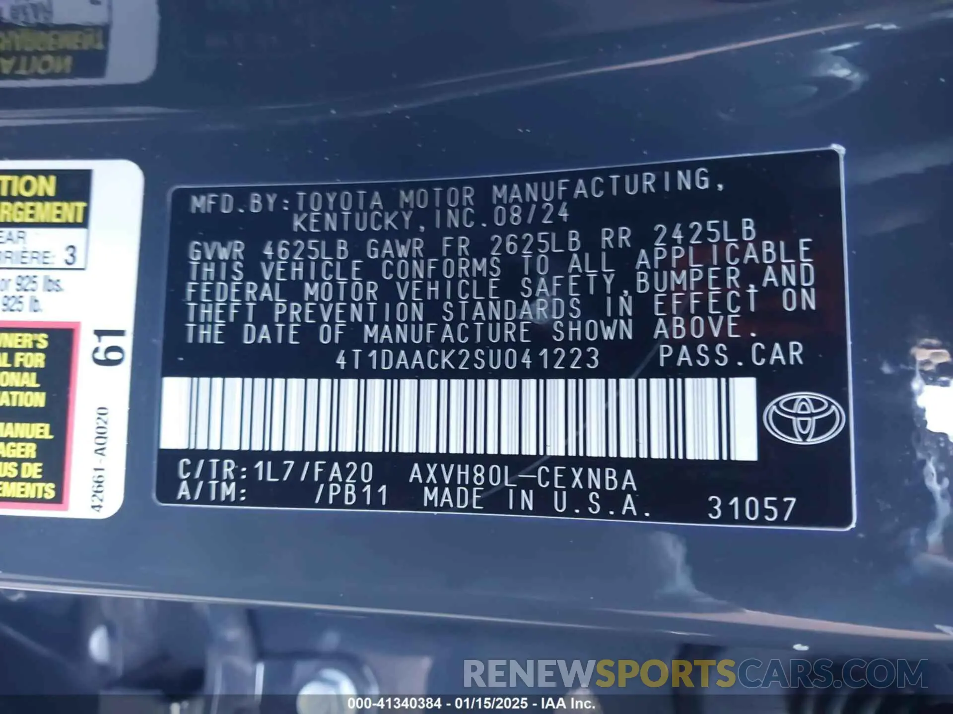 9 Photograph of a damaged car 4T1DAACK2SU041223 TOYOTA CAMRY 2025