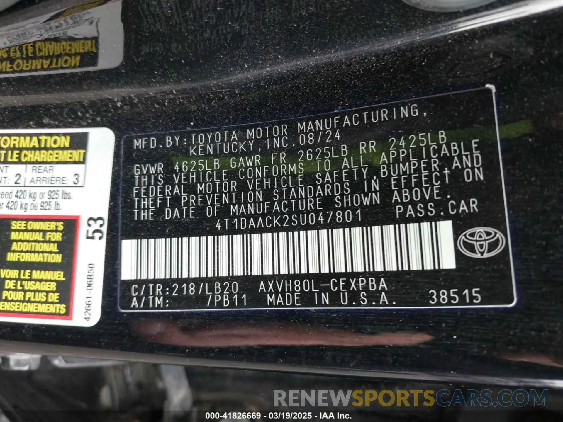 9 Photograph of a damaged car 4T1DAACK2SU047801 TOYOTA CAMRY 2025