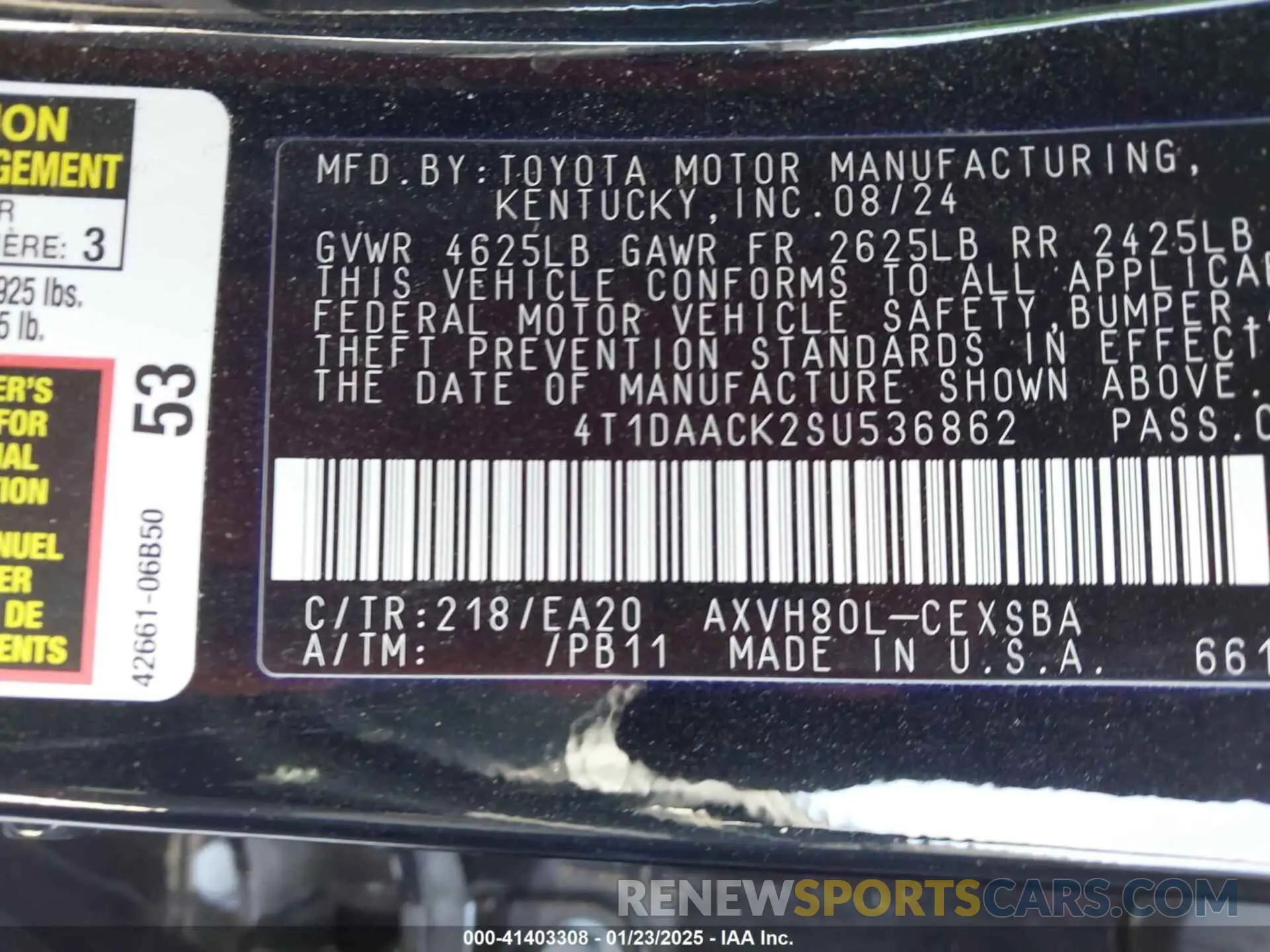 9 Photograph of a damaged car 4T1DAACK2SU536862 TOYOTA CAMRY 2025