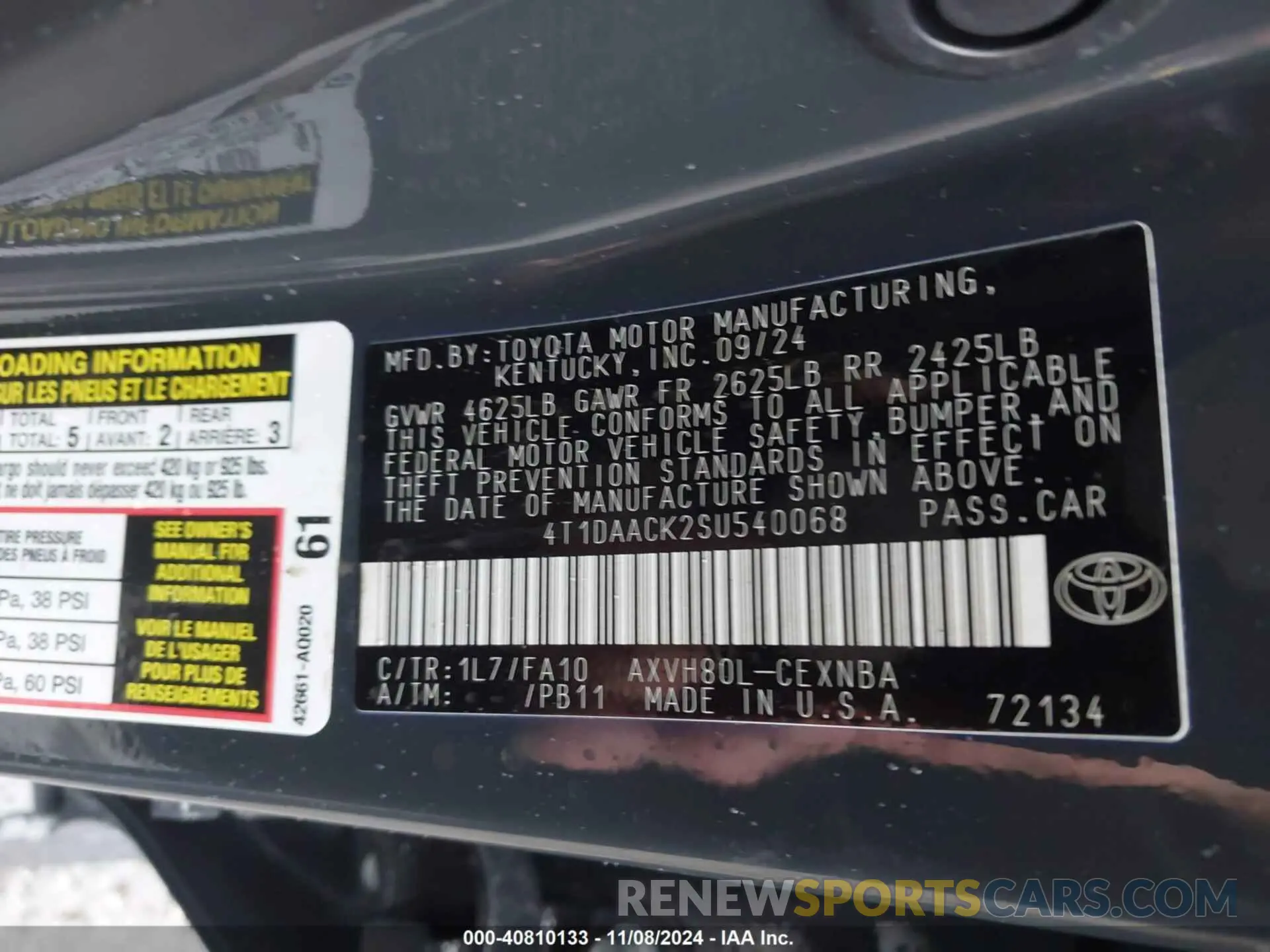 9 Photograph of a damaged car 4T1DAACK2SU540068 TOYOTA CAMRY 2025