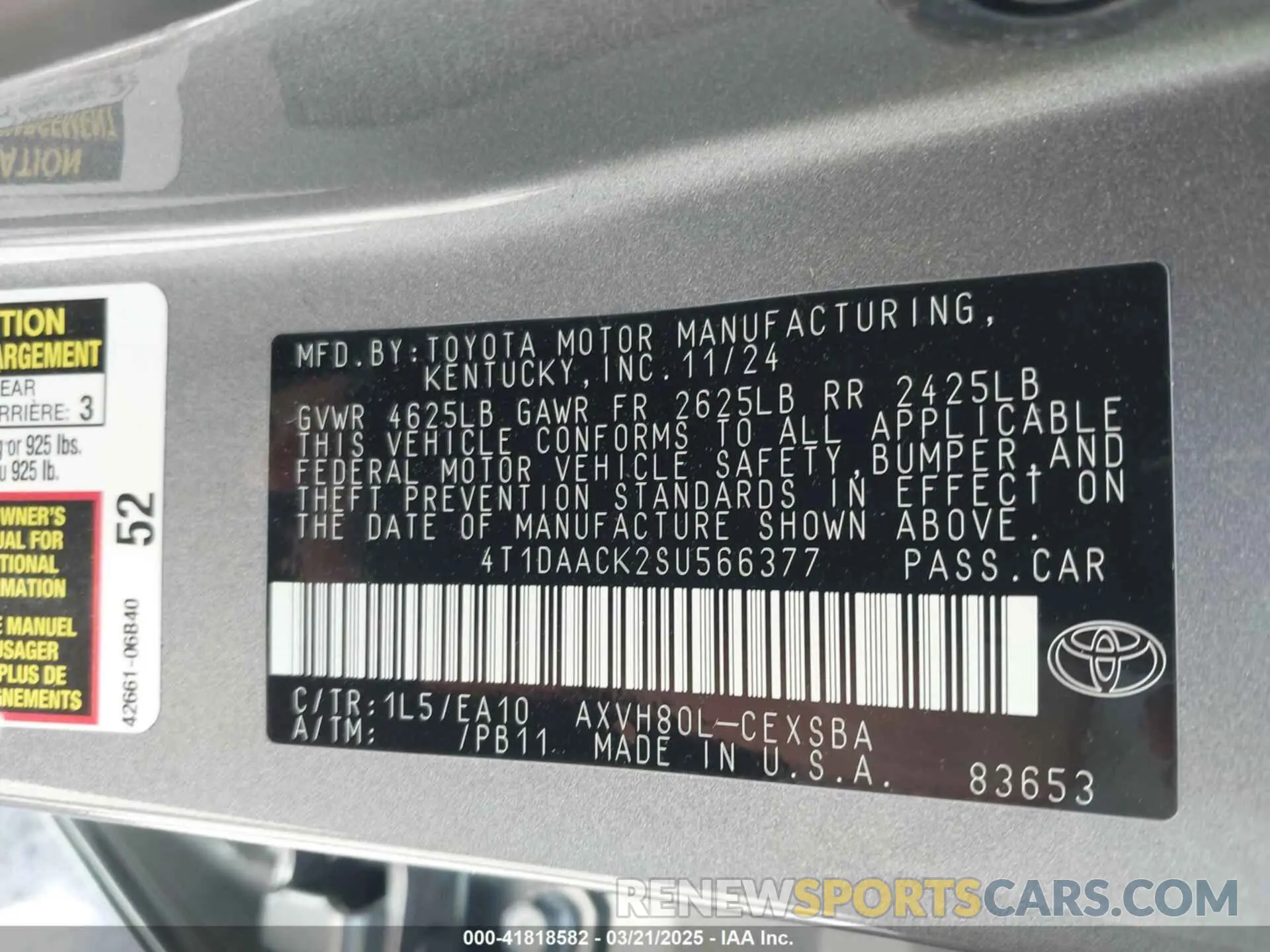 9 Photograph of a damaged car 4T1DAACK2SU566377 TOYOTA CAMRY 2025