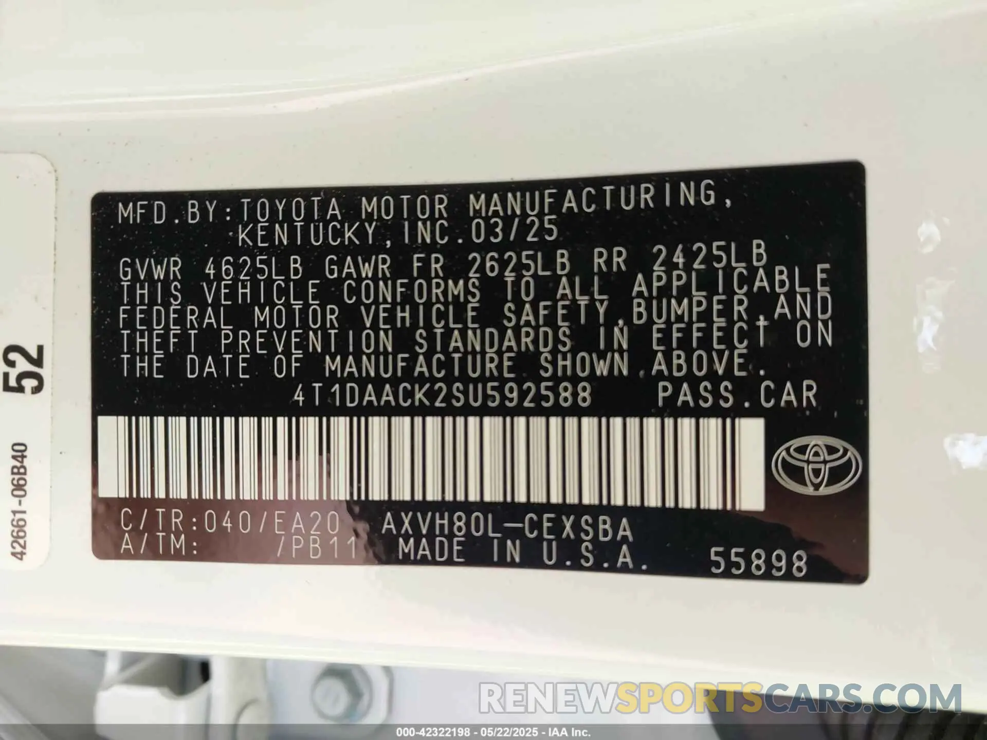 9 Photograph of a damaged car 4T1DAACK2SU592588 TOYOTA CAMRY 2025