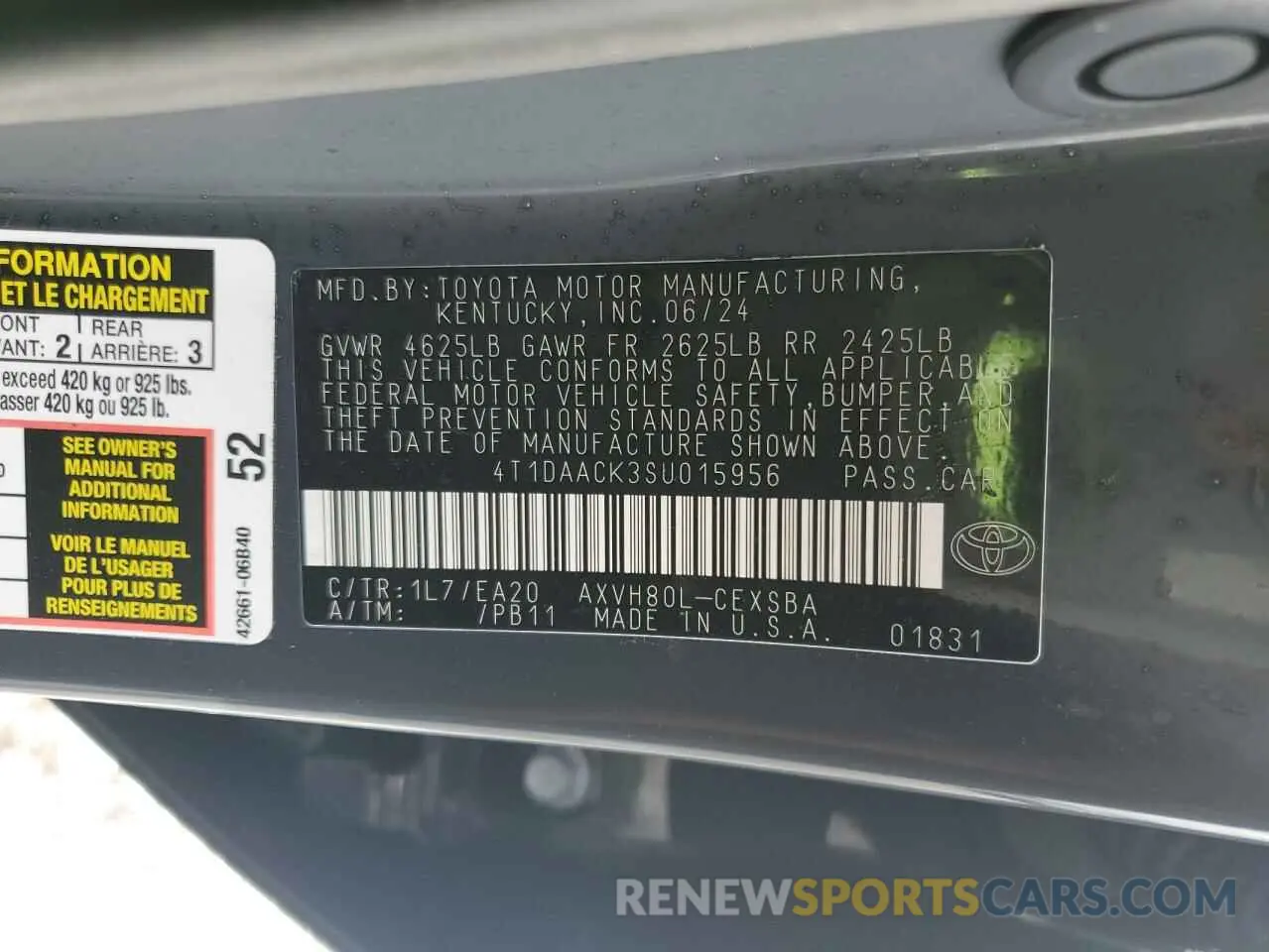 12 Photograph of a damaged car 4T1DAACK3SU015956 TOYOTA CAMRY 2025