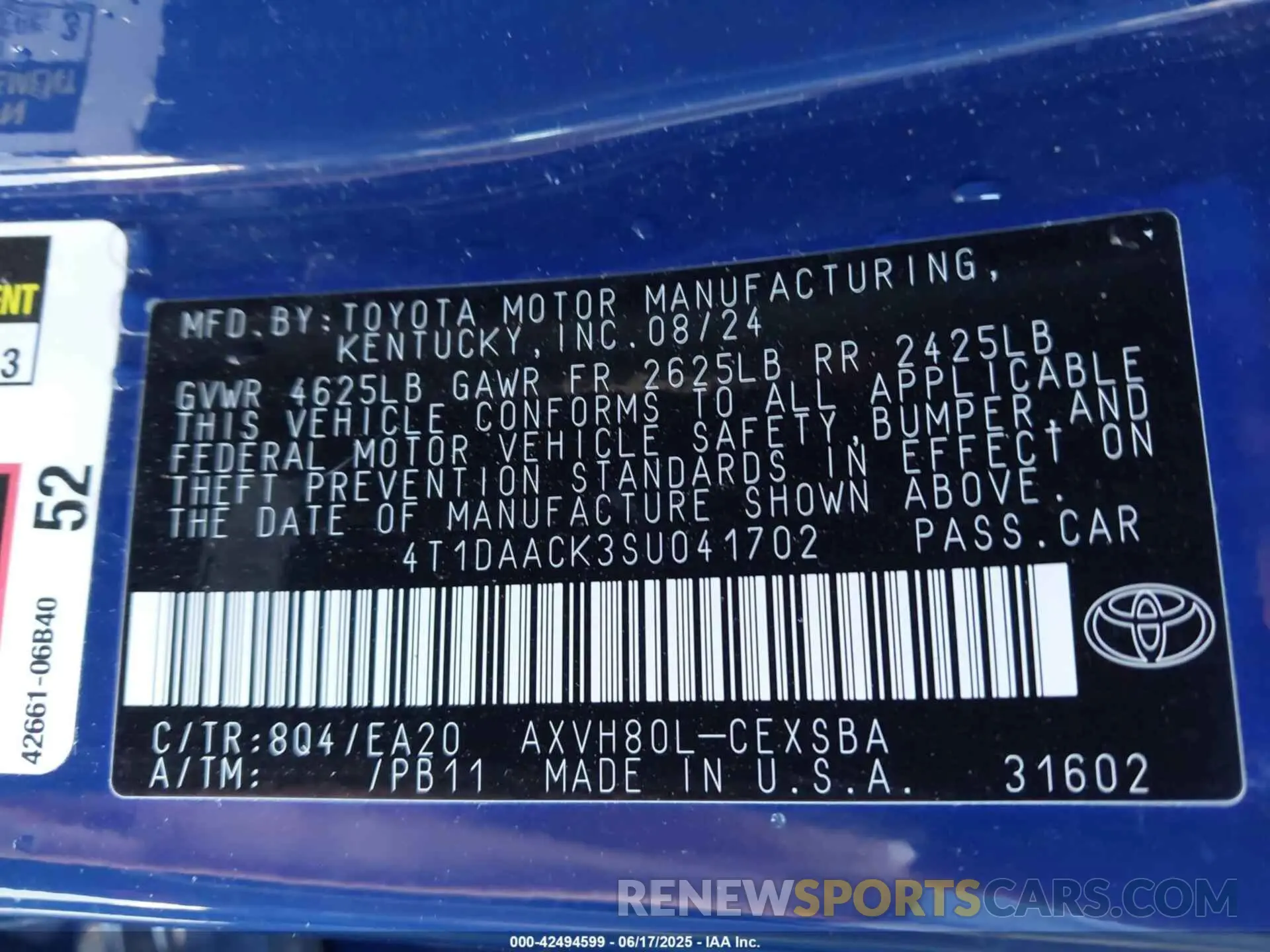9 Photograph of a damaged car 4T1DAACK3SU041702 TOYOTA CAMRY 2025