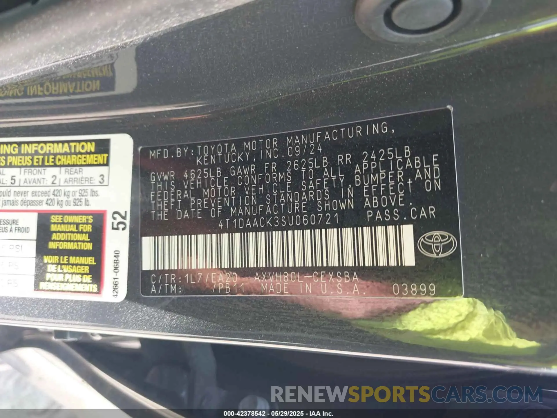 9 Photograph of a damaged car 4T1DAACK3SU060721 TOYOTA CAMRY 2025