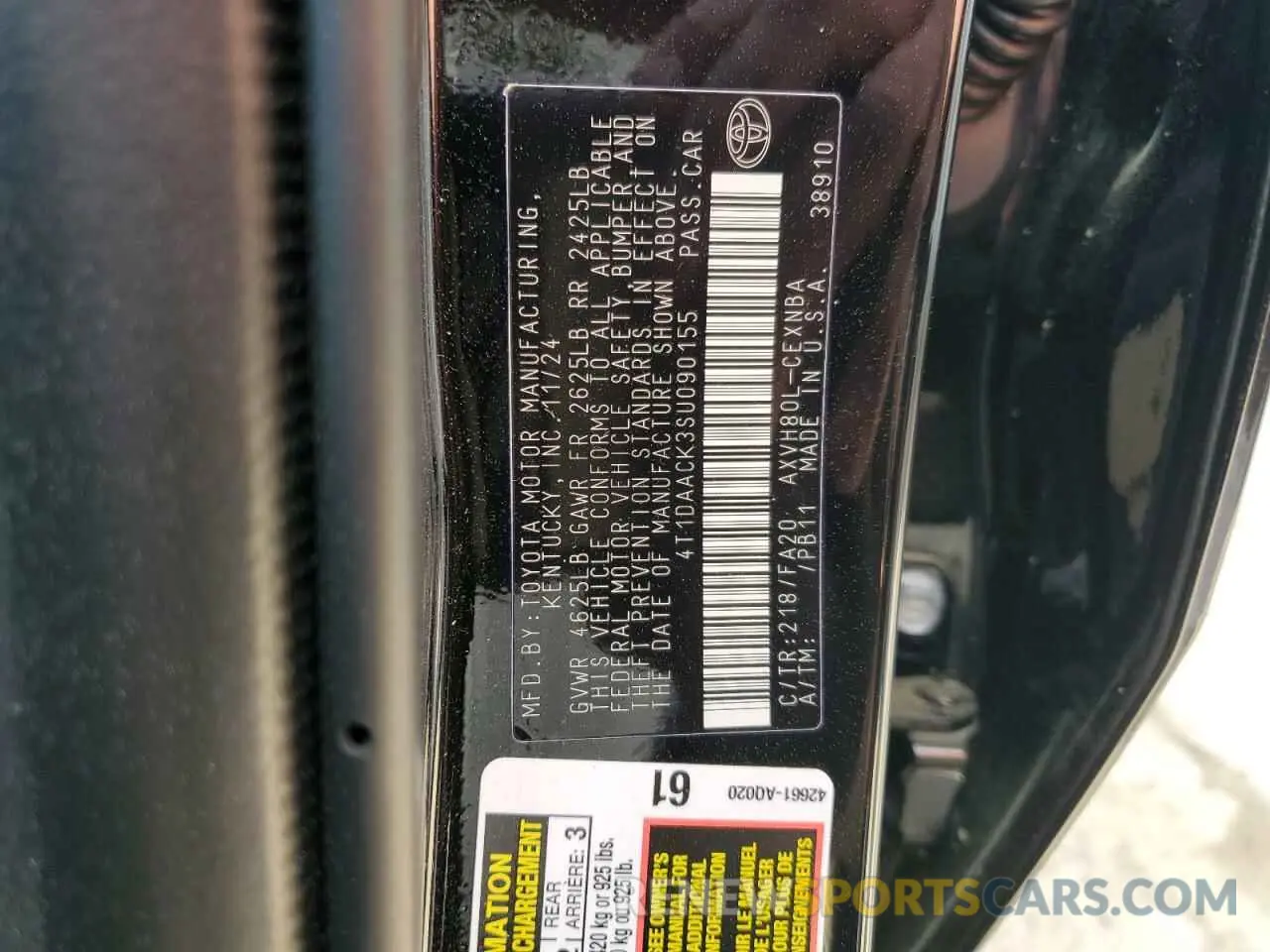 13 Photograph of a damaged car 4T1DAACK3SU090155 TOYOTA CAMRY 2025