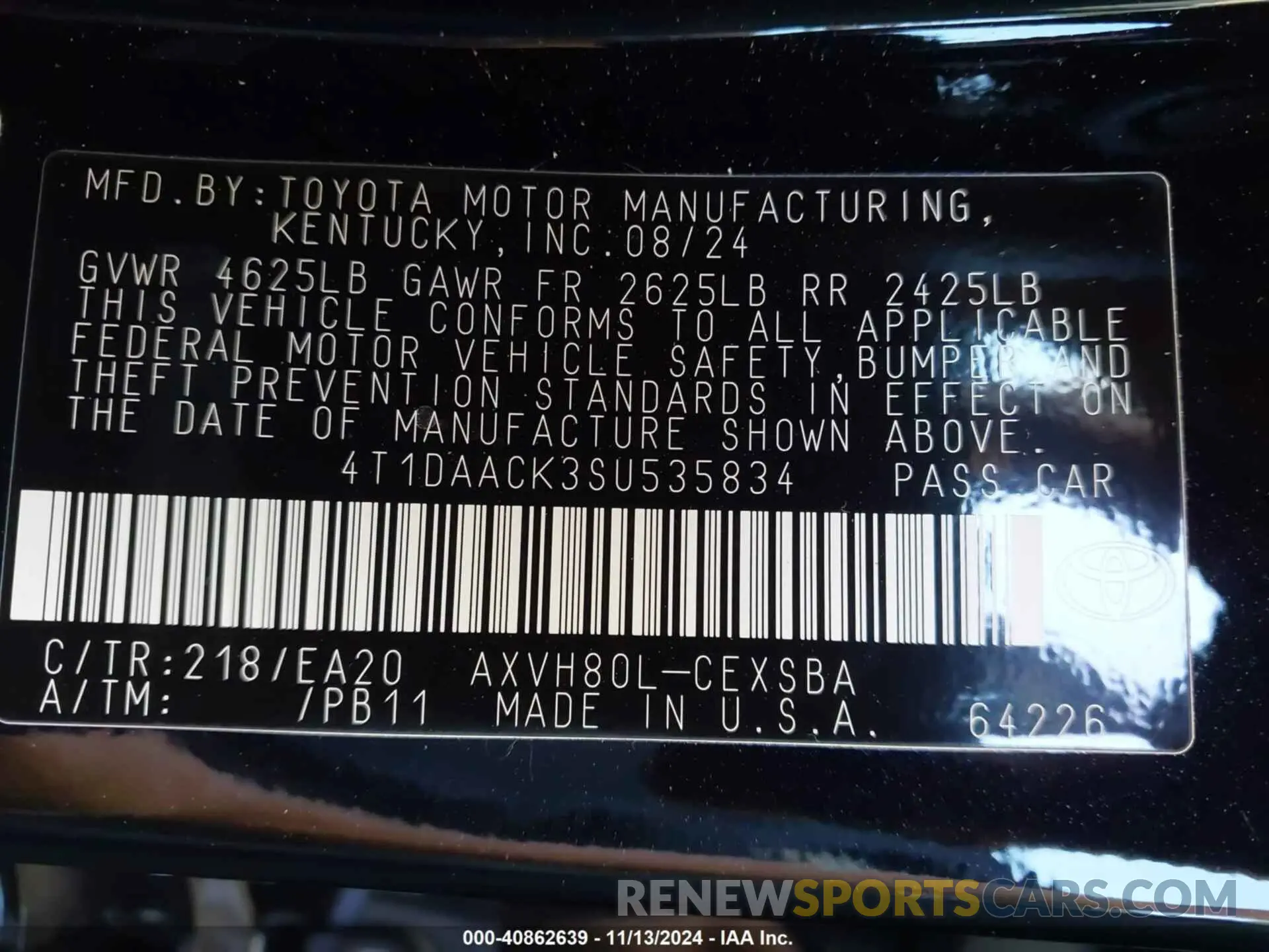 9 Photograph of a damaged car 4T1DAACK3SU535834 TOYOTA CAMRY 2025