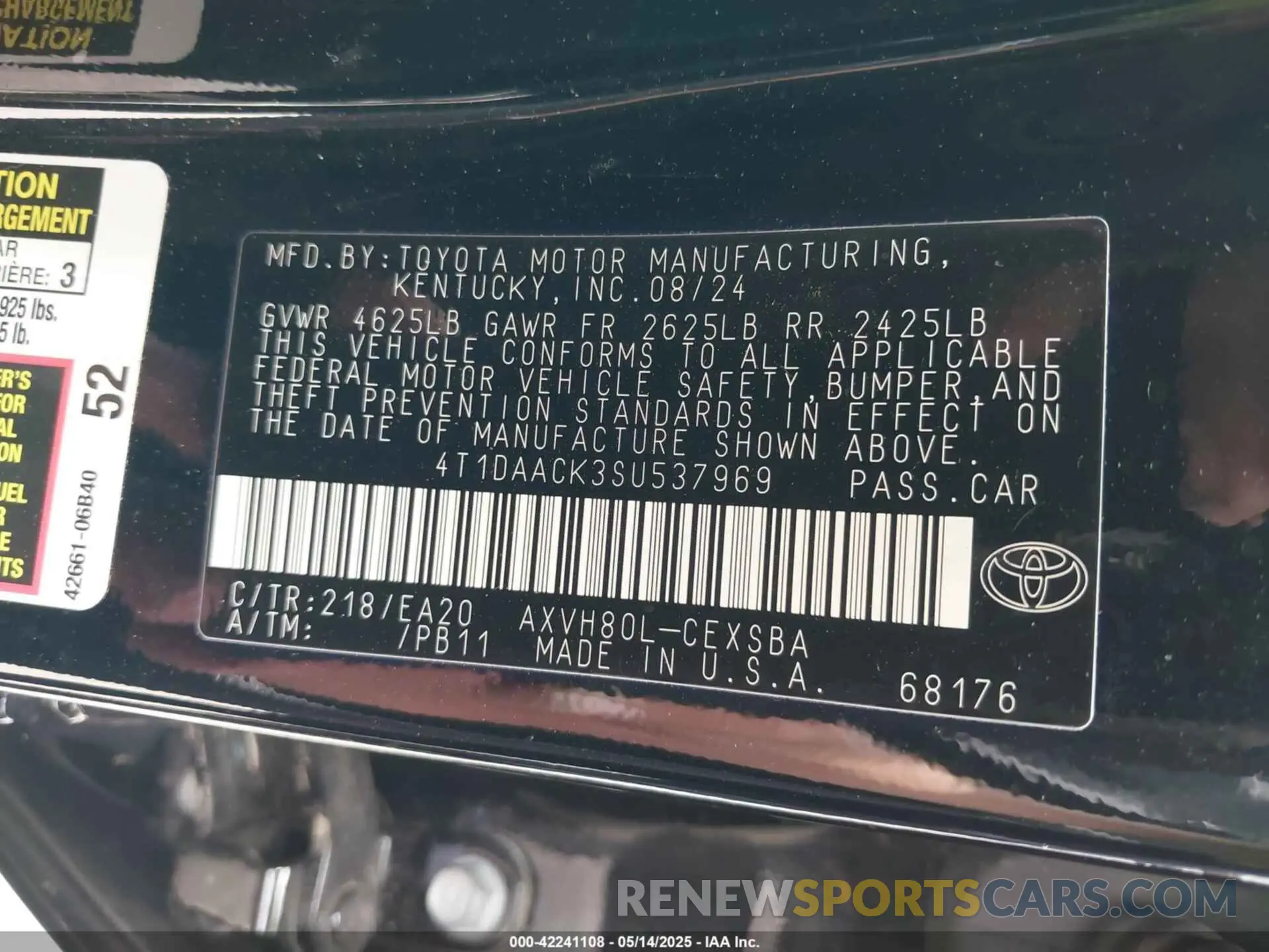 9 Photograph of a damaged car 4T1DAACK3SU537969 TOYOTA CAMRY 2025
