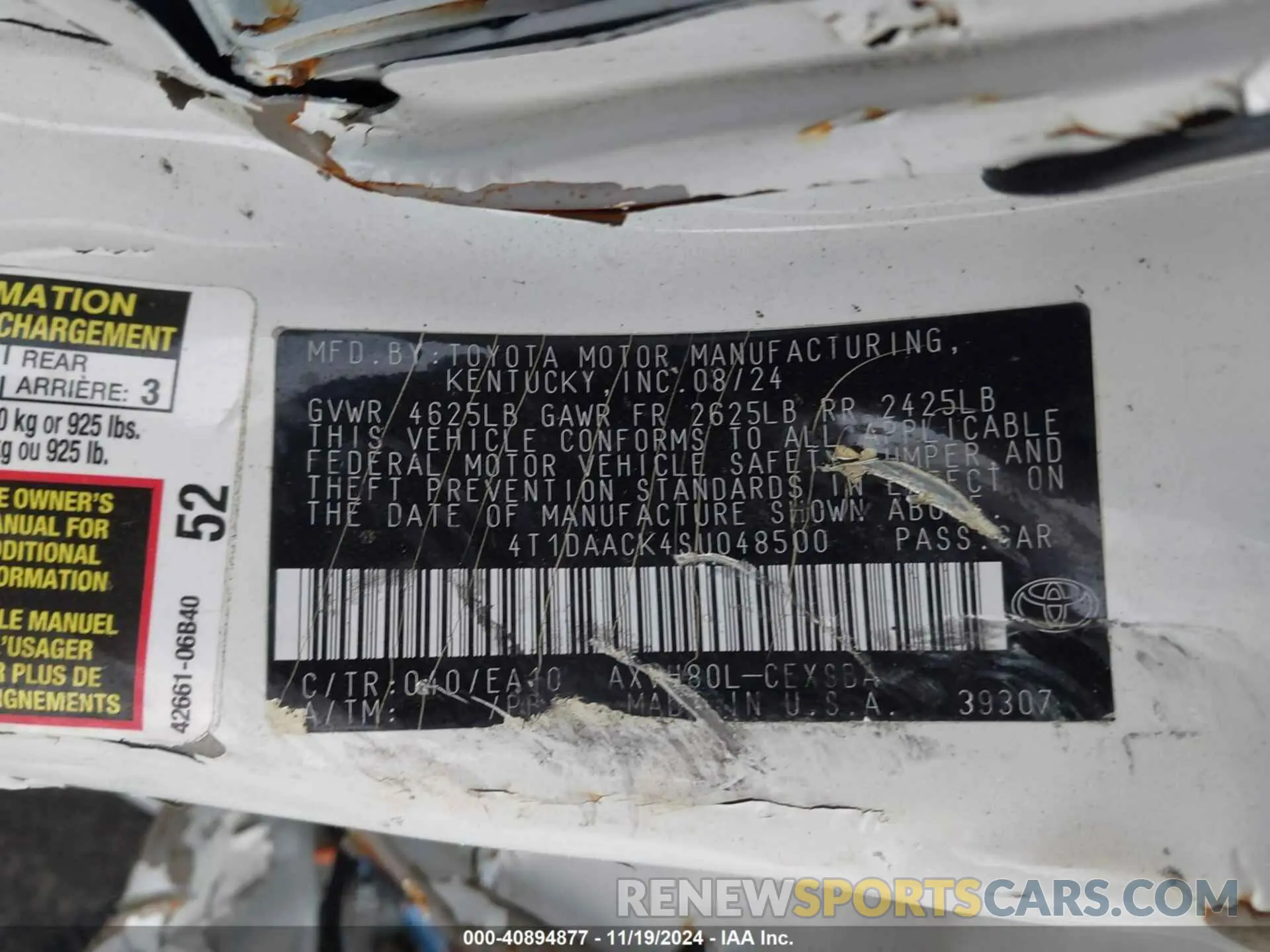 9 Photograph of a damaged car 4T1DAACK4SU048500 TOYOTA CAMRY 2025