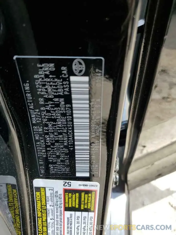 12 Photograph of a damaged car 4T1DAACK4SU101079 TOYOTA CAMRY 2025