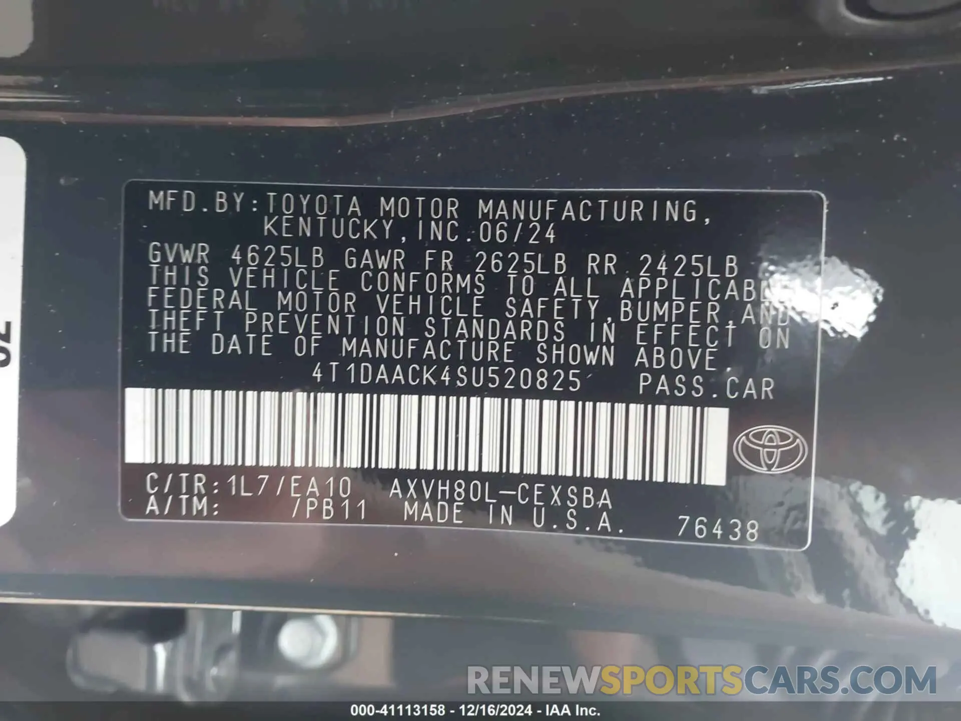 9 Photograph of a damaged car 4T1DAACK4SU520825 TOYOTA CAMRY 2025