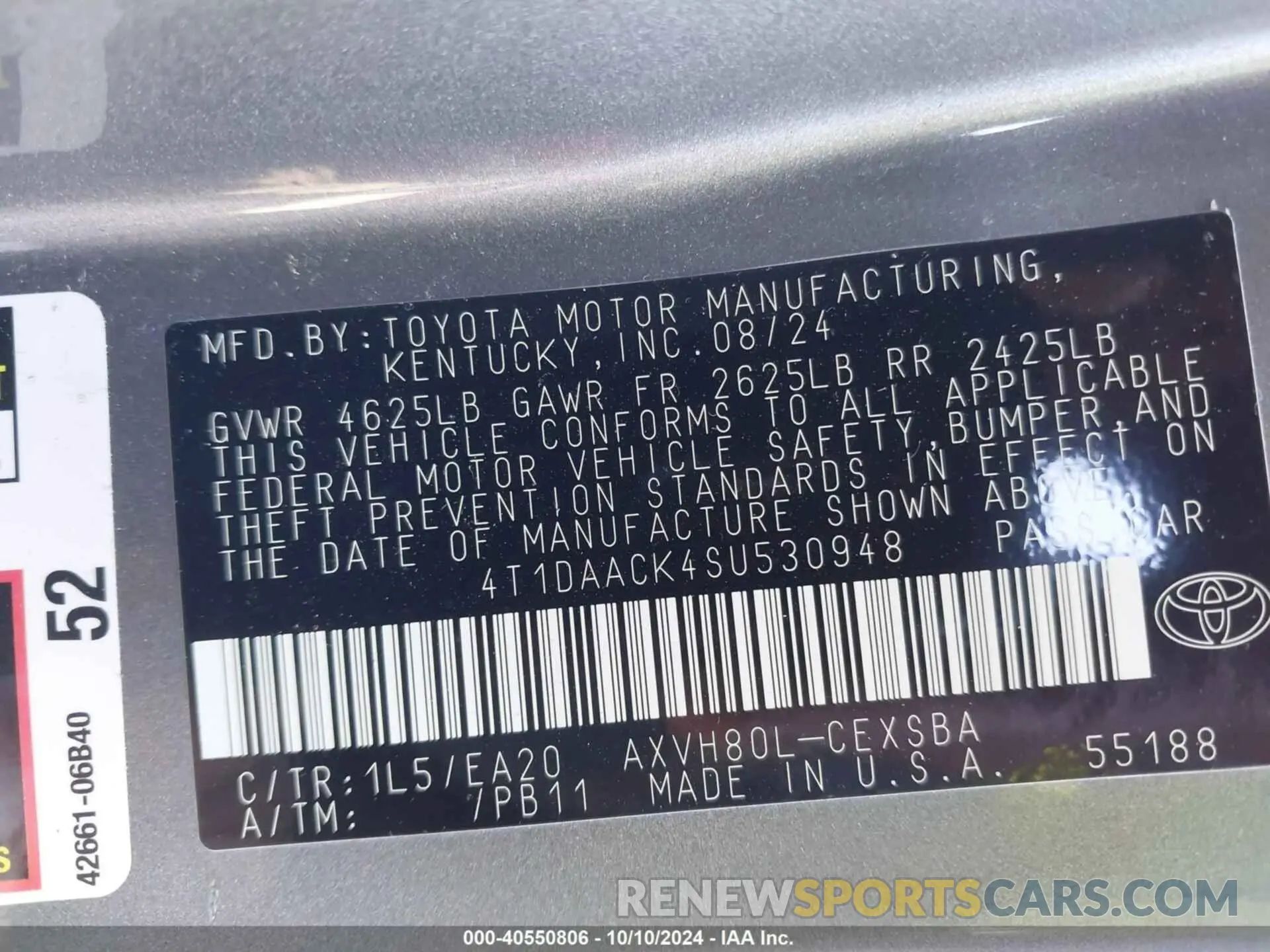 9 Photograph of a damaged car 4T1DAACK4SU530948 TOYOTA CAMRY 2025