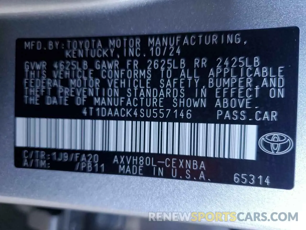 12 Photograph of a damaged car 4T1DAACK4SU557146 TOYOTA CAMRY 2025