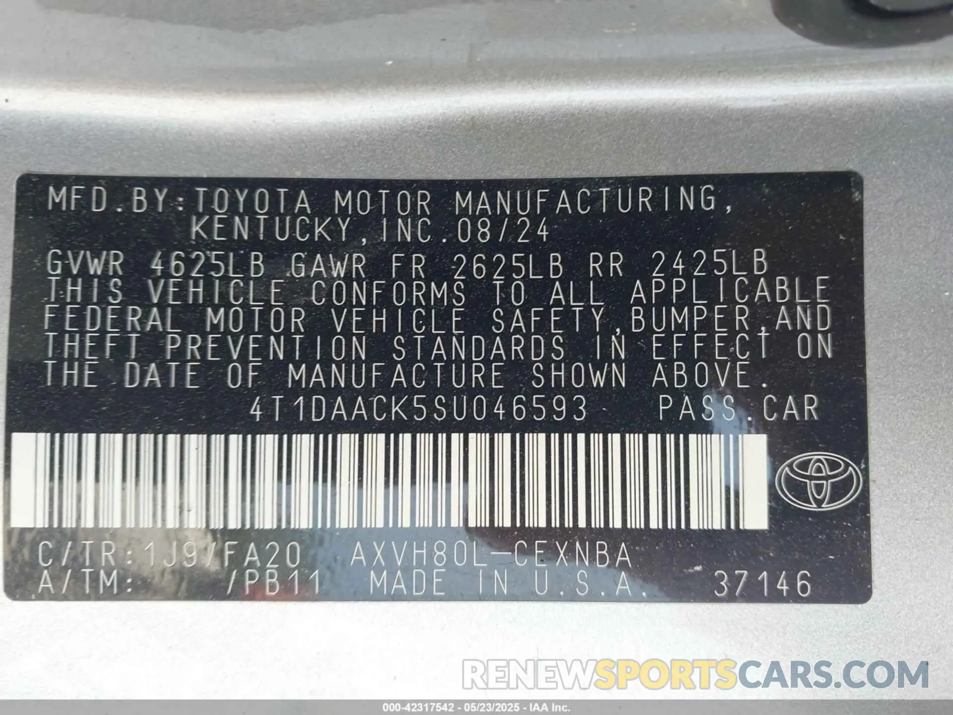 9 Photograph of a damaged car 4T1DAACK5SU046593 TOYOTA CAMRY 2025