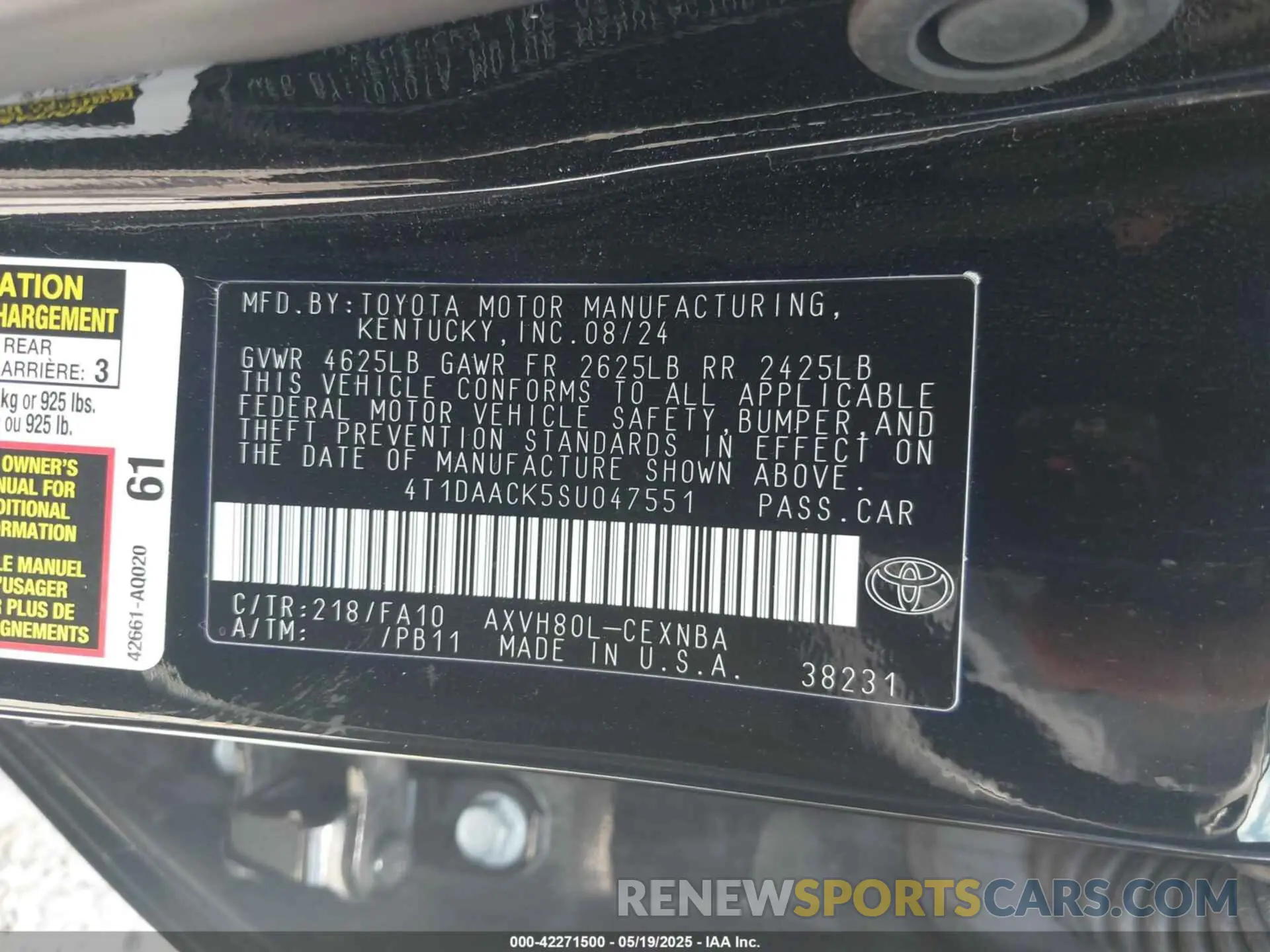 9 Photograph of a damaged car 4T1DAACK5SU047551 TOYOTA CAMRY 2025