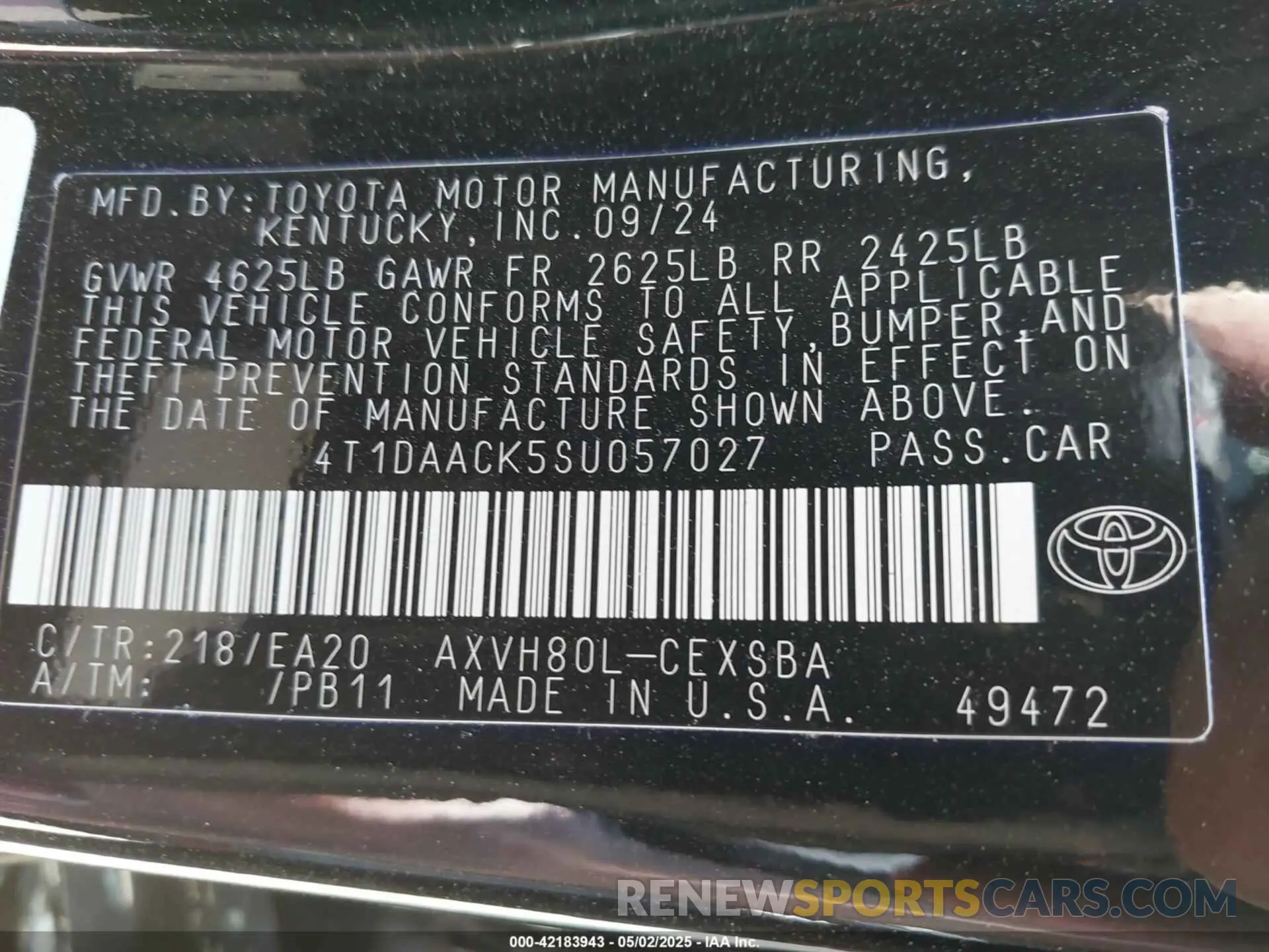 9 Photograph of a damaged car 4T1DAACK5SU057027 TOYOTA CAMRY 2025