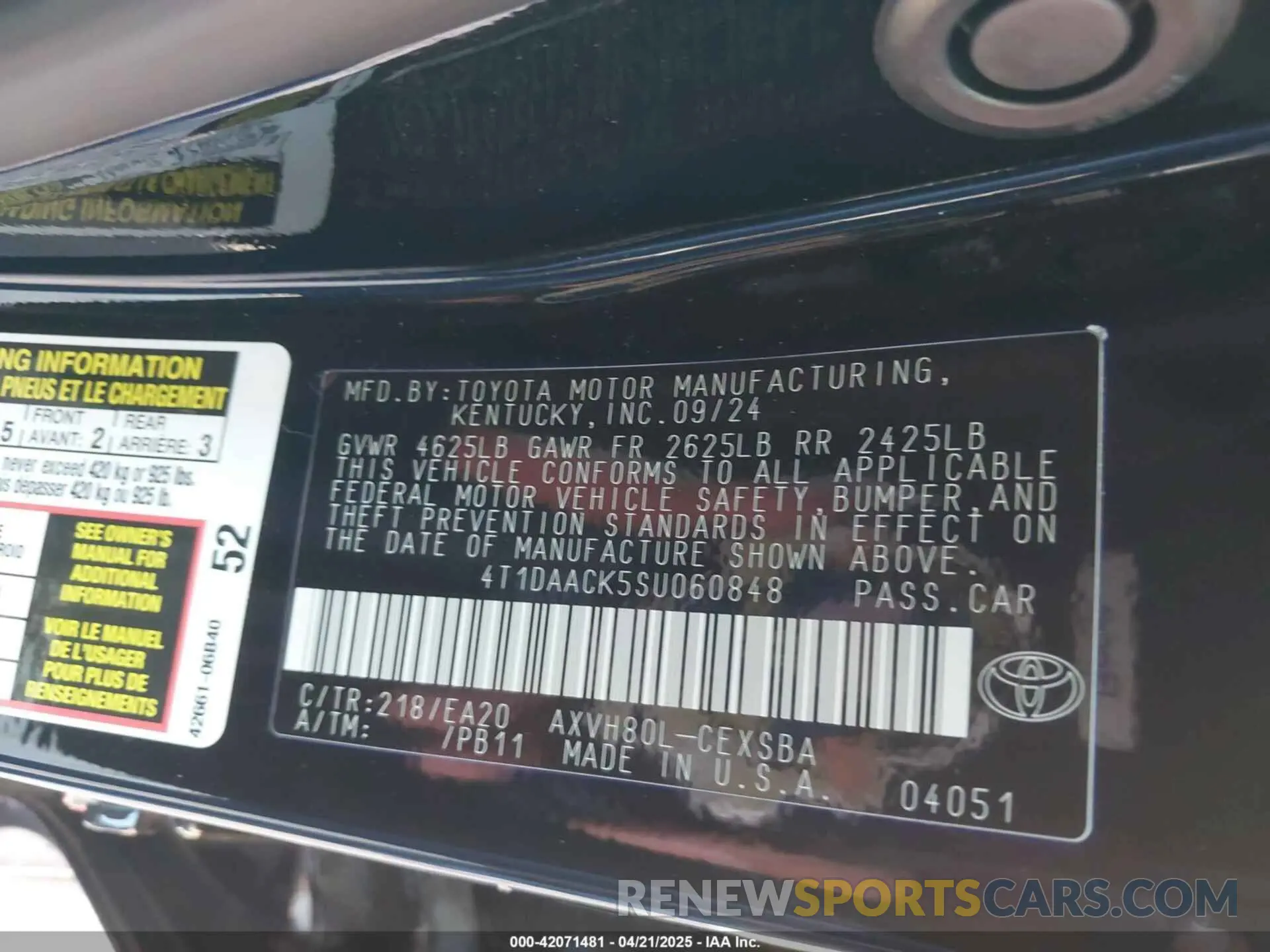 9 Photograph of a damaged car 4T1DAACK5SU060848 TOYOTA CAMRY 2025