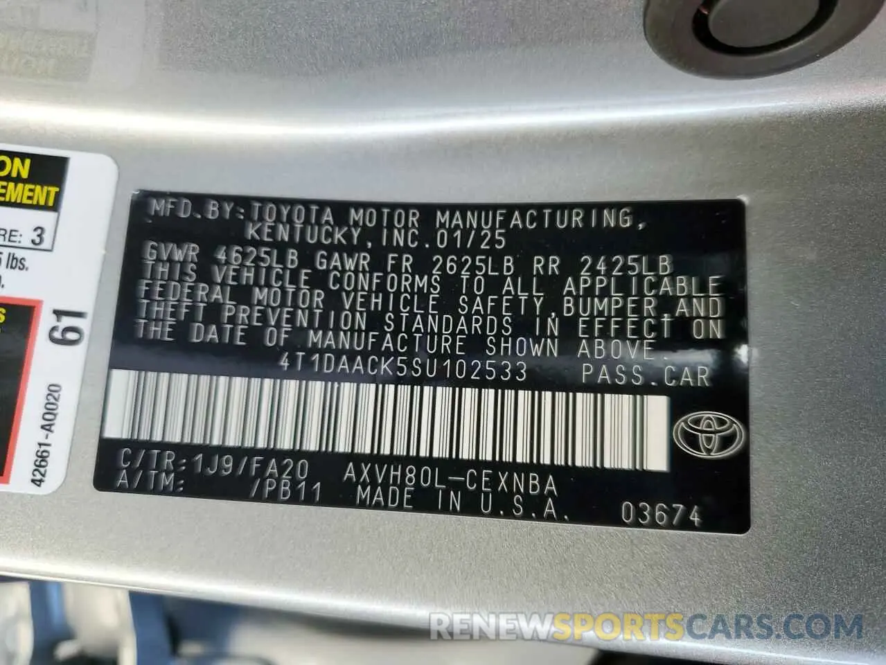 14 Photograph of a damaged car 4T1DAACK5SU102533 TOYOTA CAMRY 2025