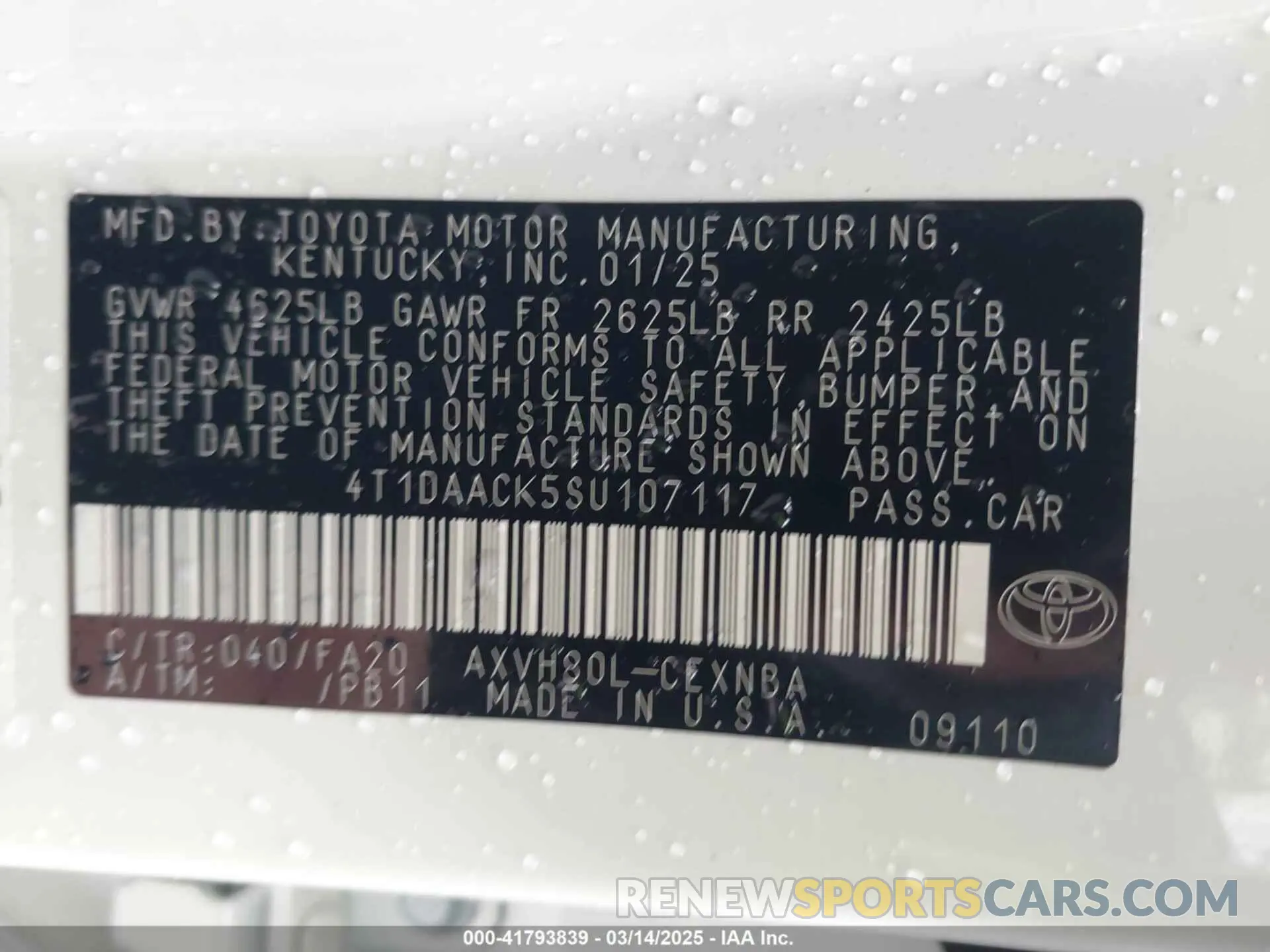9 Photograph of a damaged car 4T1DAACK5SU107117 TOYOTA CAMRY 2025