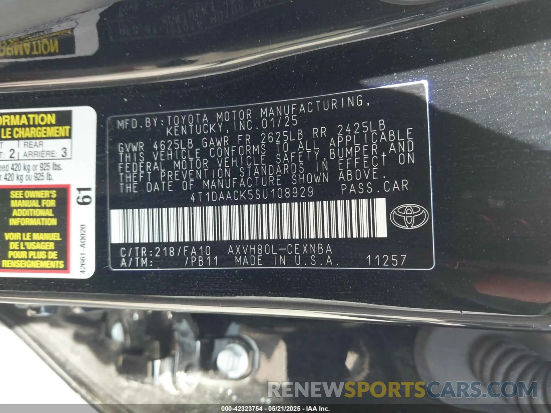 9 Photograph of a damaged car 4T1DAACK5SU108929 TOYOTA CAMRY 2025