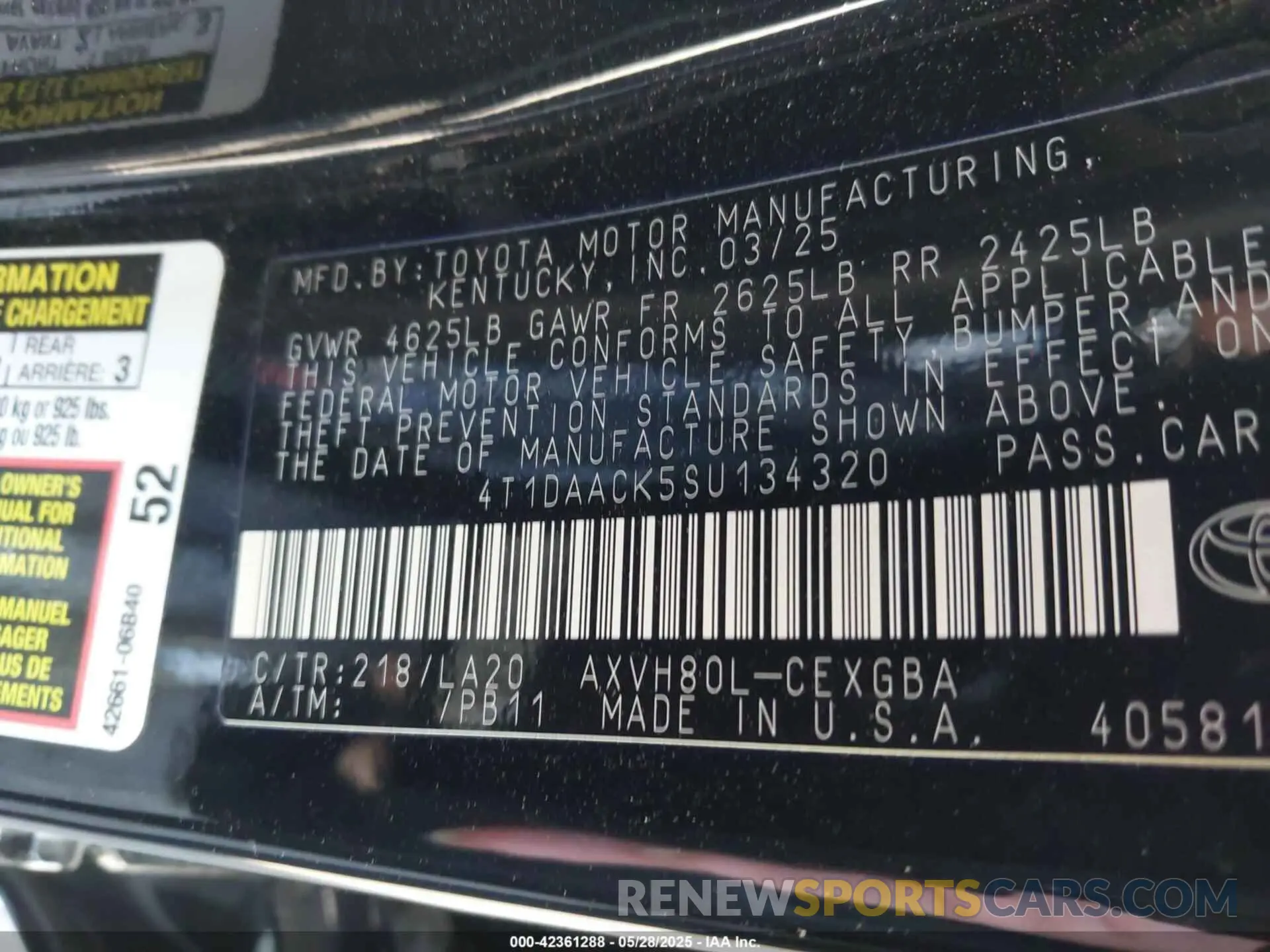 9 Photograph of a damaged car 4T1DAACK5SU134320 TOYOTA CAMRY 2025