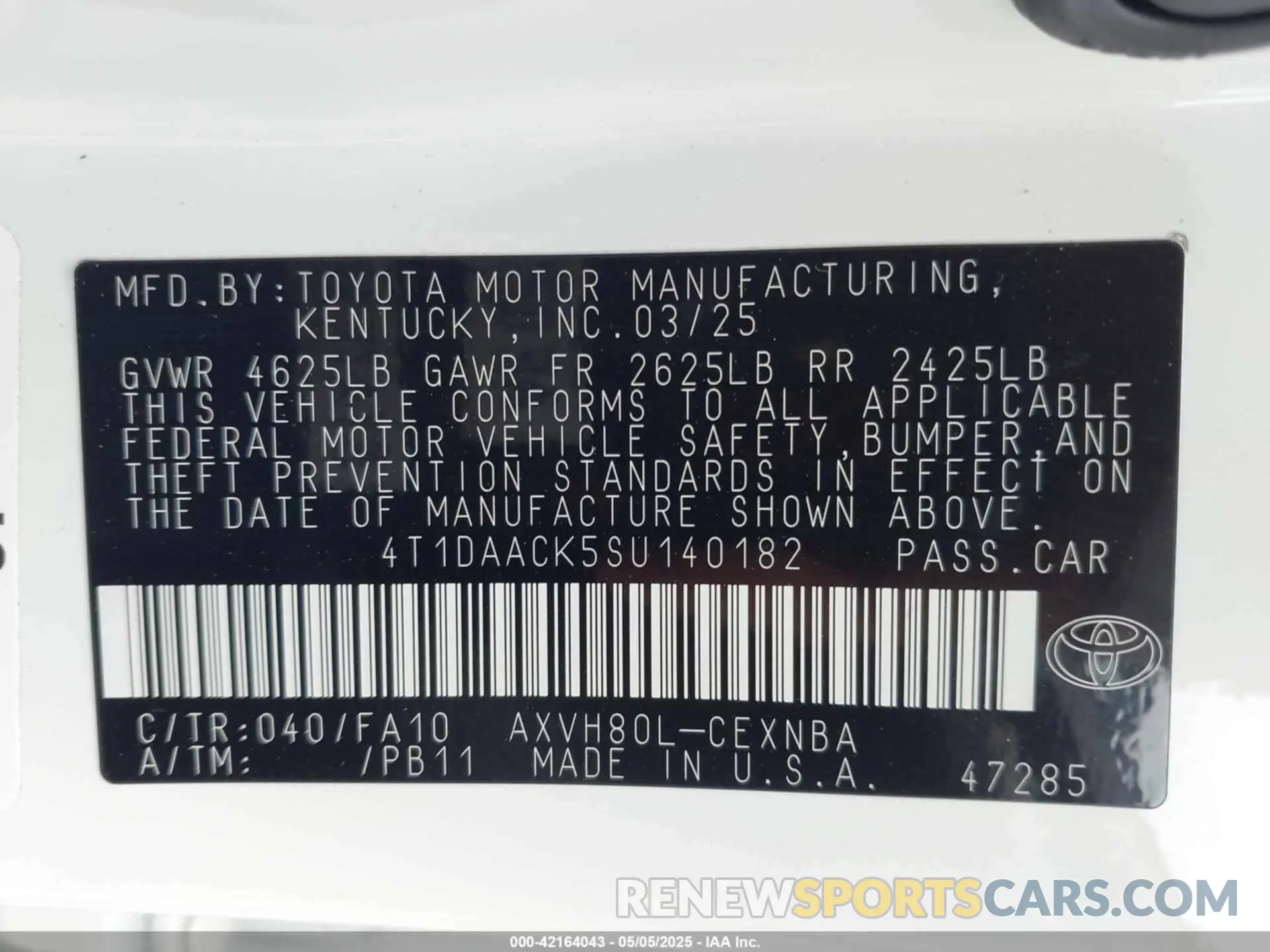 9 Photograph of a damaged car 4T1DAACK5SU140182 TOYOTA CAMRY 2025