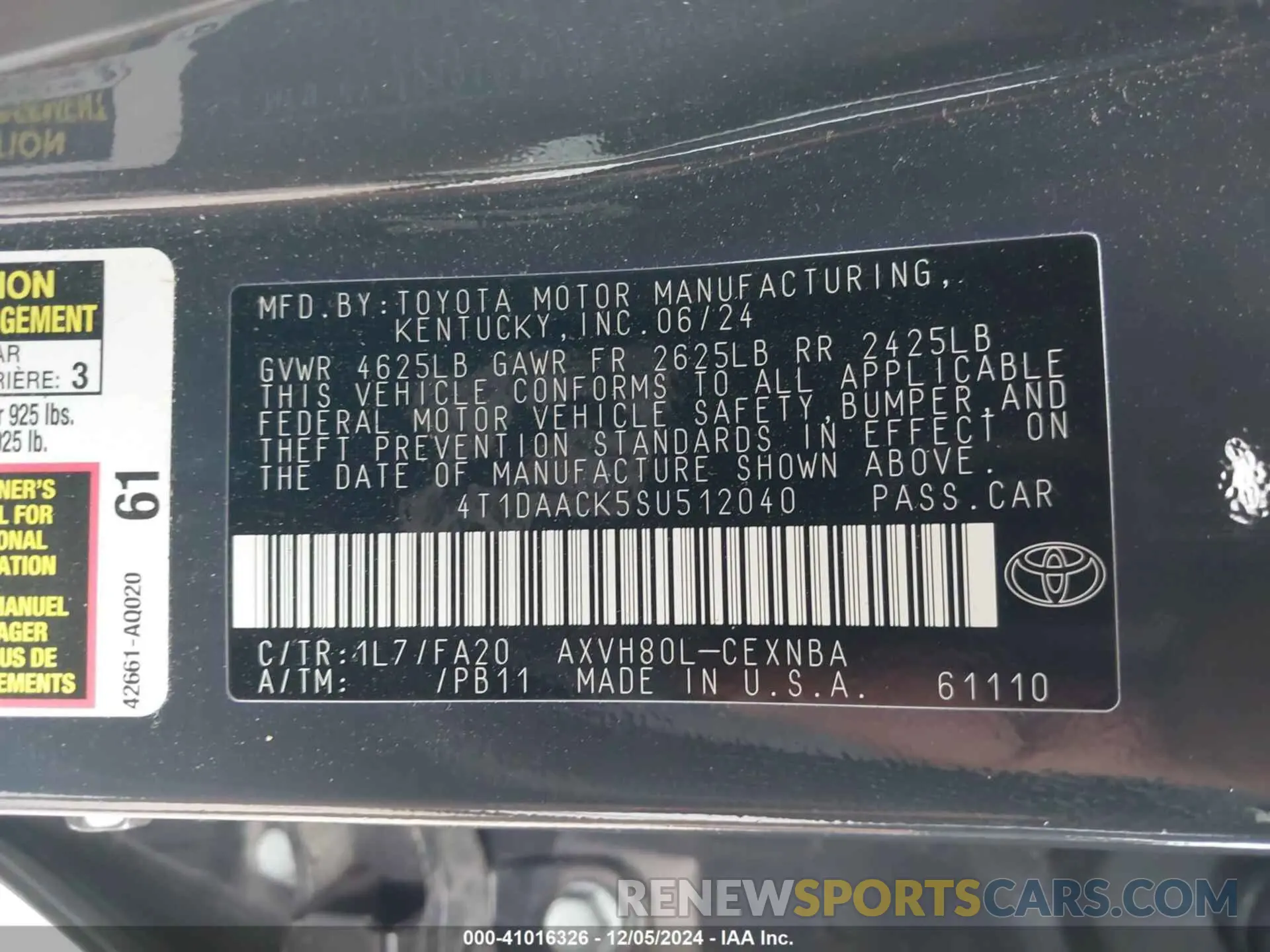 9 Photograph of a damaged car 4T1DAACK5SU512040 TOYOTA CAMRY 2025