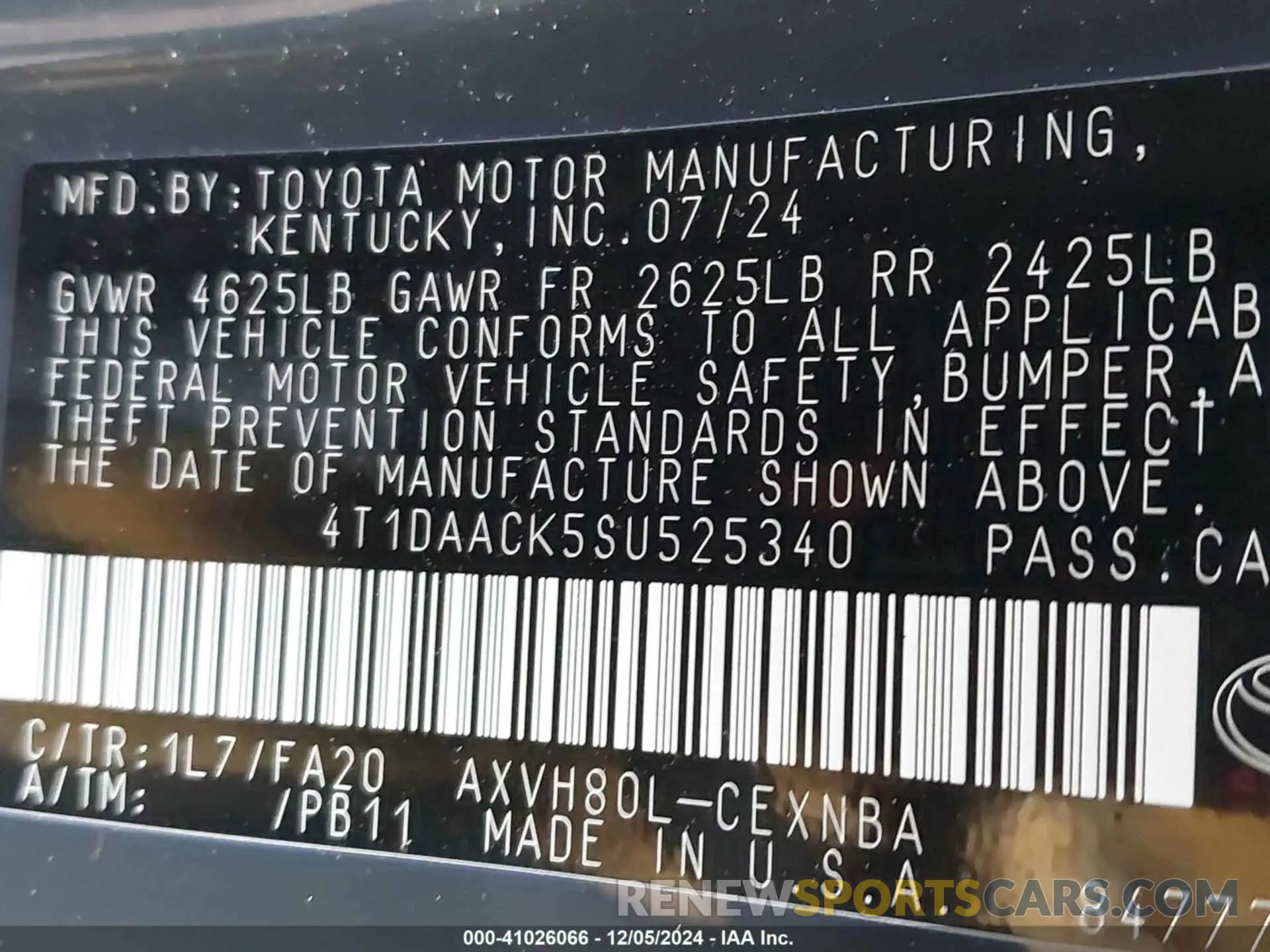 9 Photograph of a damaged car 4T1DAACK5SU525340 TOYOTA CAMRY 2025