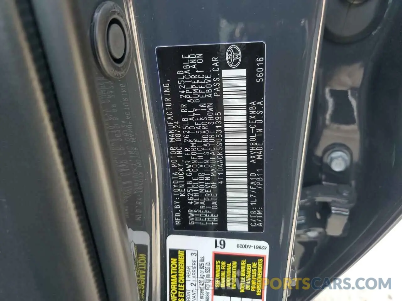 12 Photograph of a damaged car 4T1DAACK5SU531395 TOYOTA CAMRY 2025