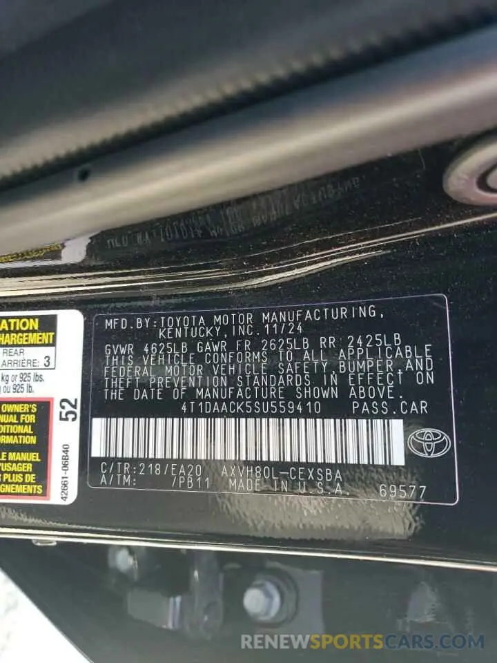 12 Photograph of a damaged car 4T1DAACK5SU559410 TOYOTA CAMRY 2025