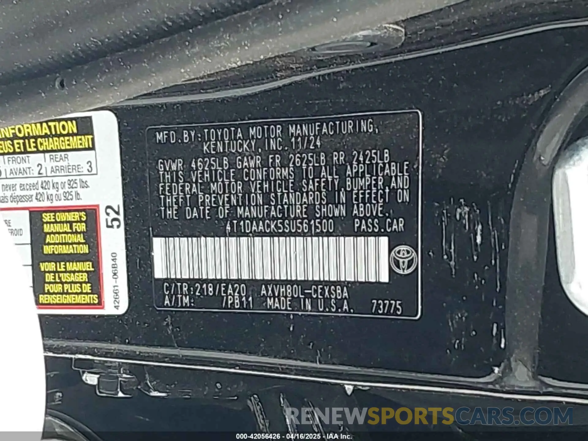 9 Photograph of a damaged car 4T1DAACK5SU561500 TOYOTA CAMRY 2025