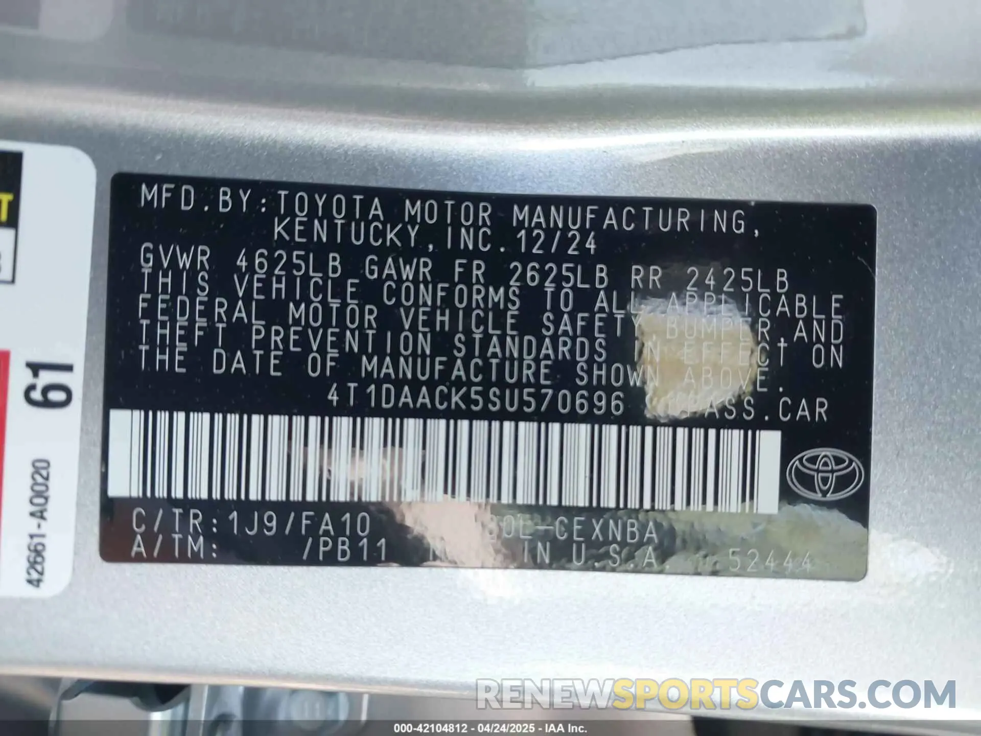 9 Photograph of a damaged car 4T1DAACK5SU570696 TOYOTA CAMRY 2025
