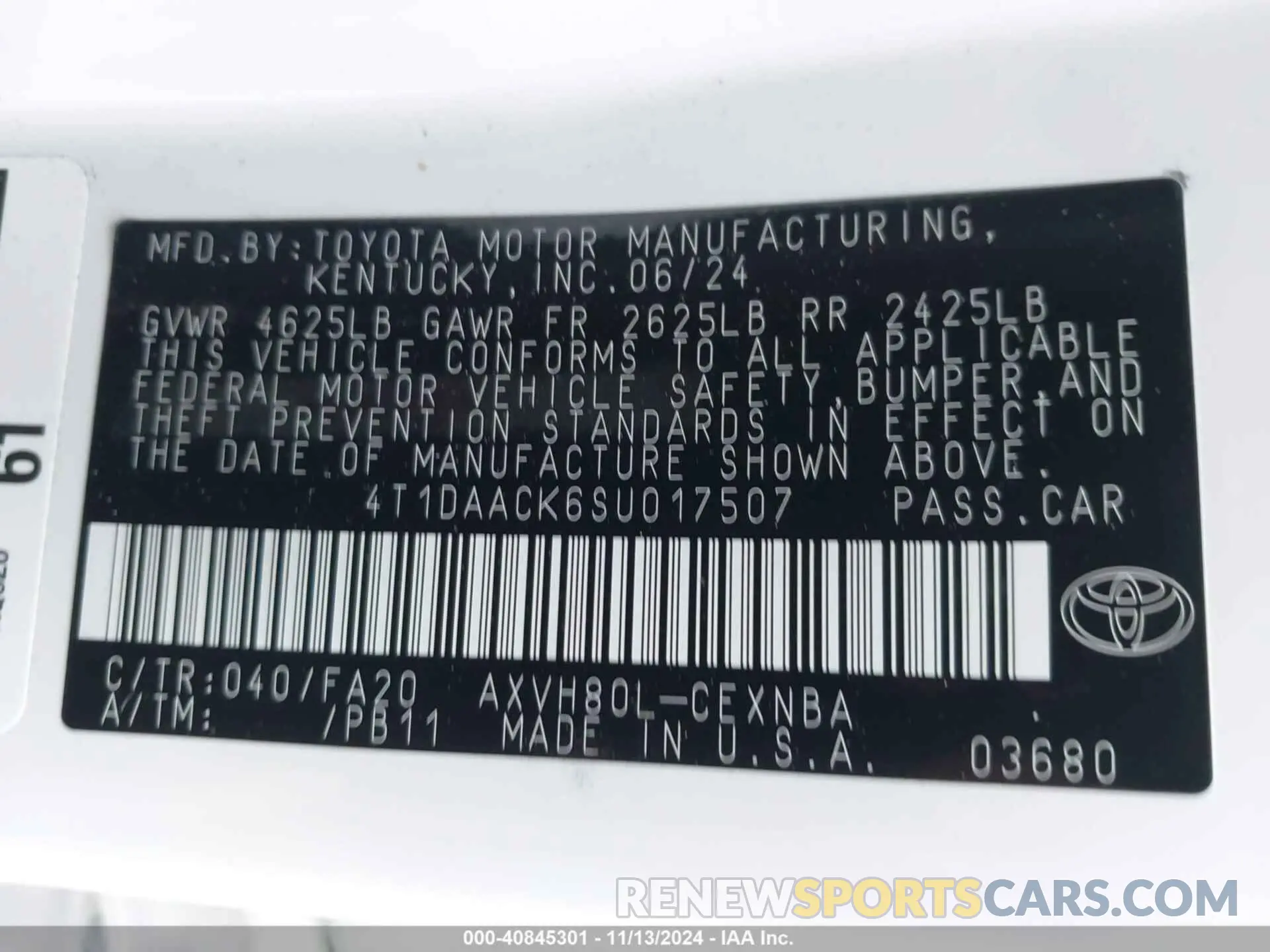 9 Photograph of a damaged car 4T1DAACK6SU017507 TOYOTA CAMRY 2025
