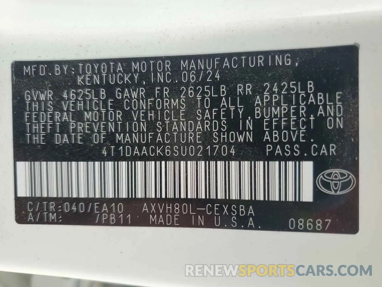 13 Photograph of a damaged car 4T1DAACK6SU021704 TOYOTA CAMRY 2025