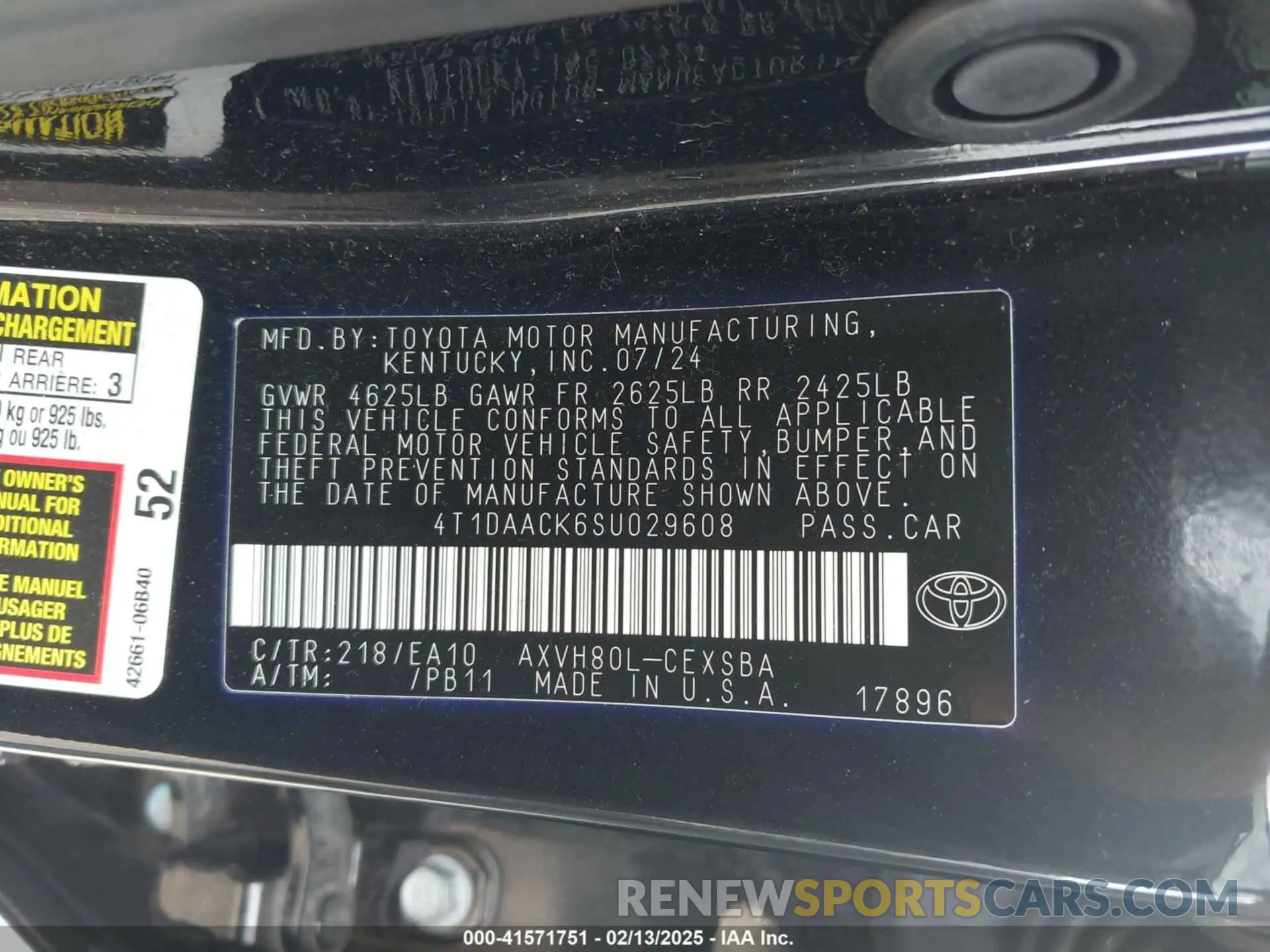 9 Photograph of a damaged car 4T1DAACK6SU029608 TOYOTA CAMRY 2025