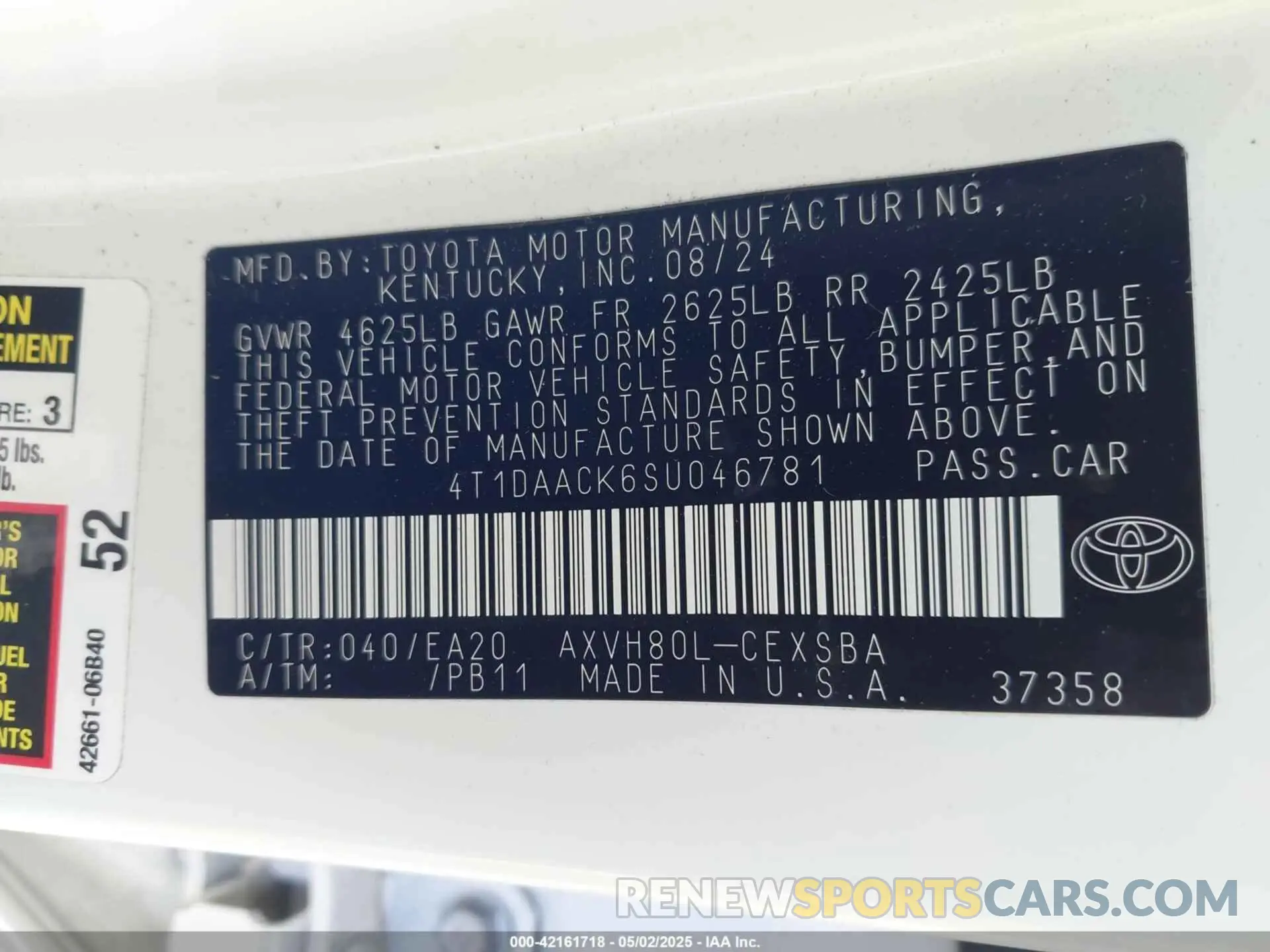 9 Photograph of a damaged car 4T1DAACK6SU046781 TOYOTA CAMRY 2025
