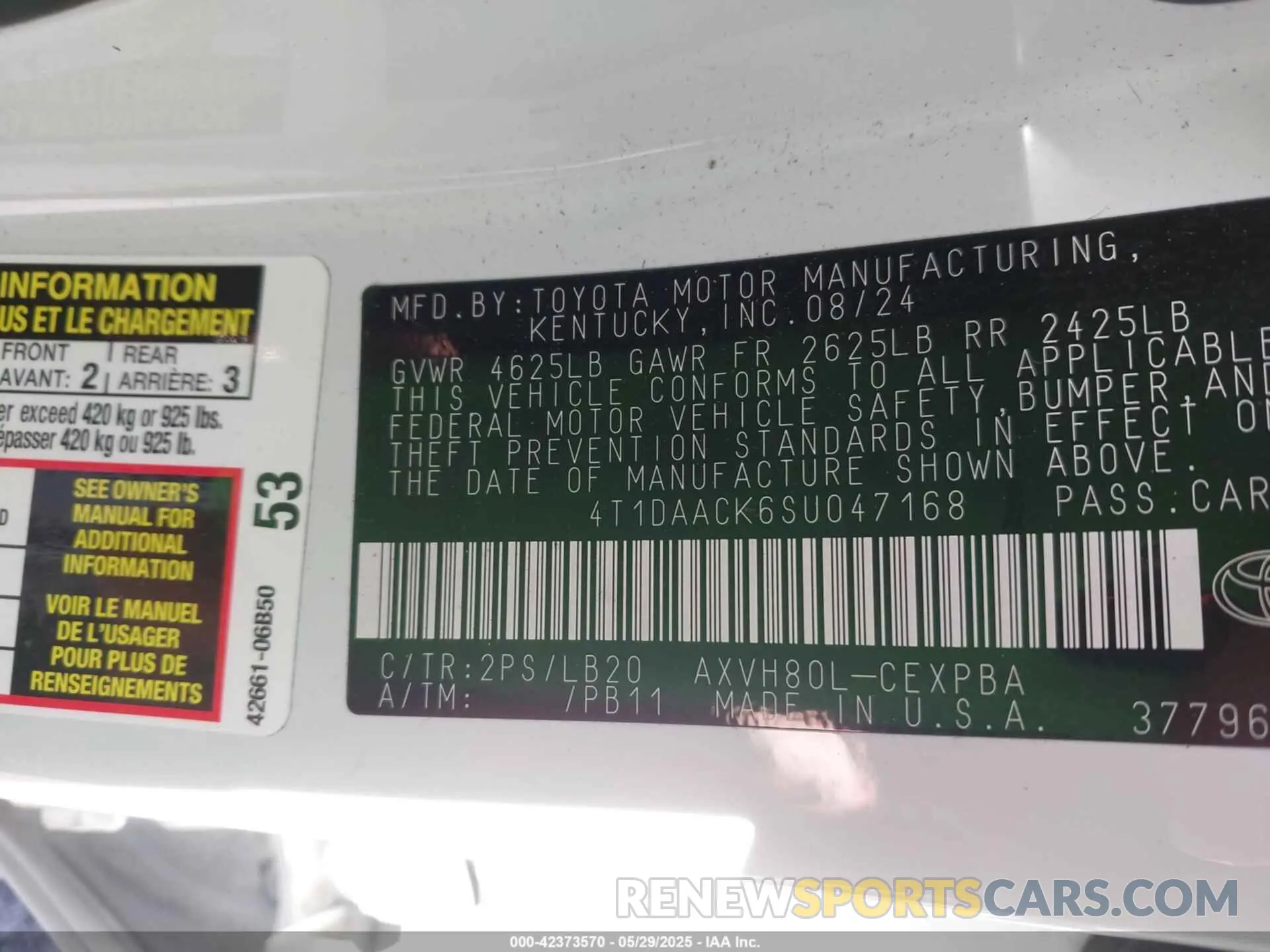 9 Photograph of a damaged car 4T1DAACK6SU047168 TOYOTA CAMRY 2025