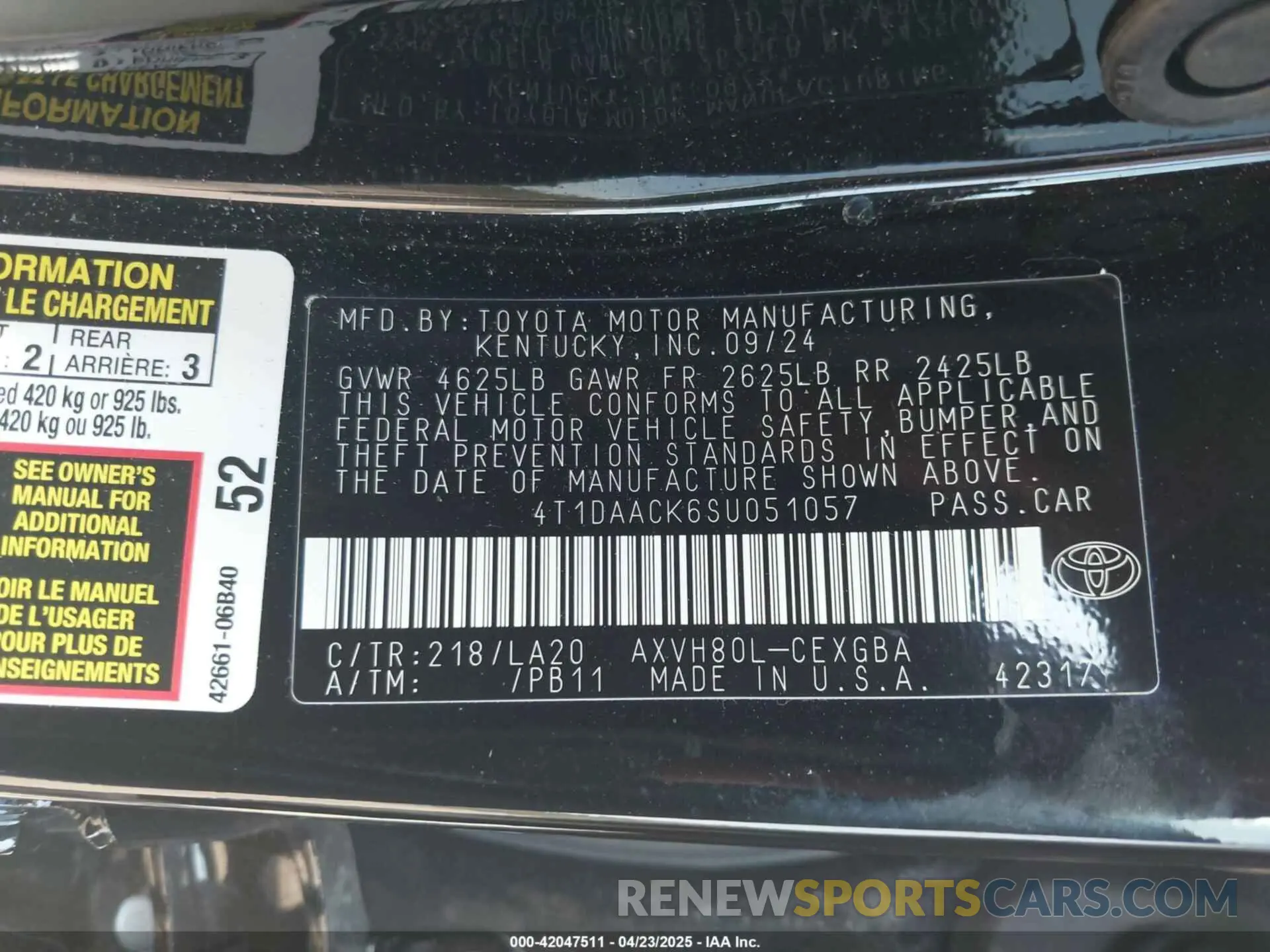 9 Photograph of a damaged car 4T1DAACK6SU051057 TOYOTA CAMRY 2025