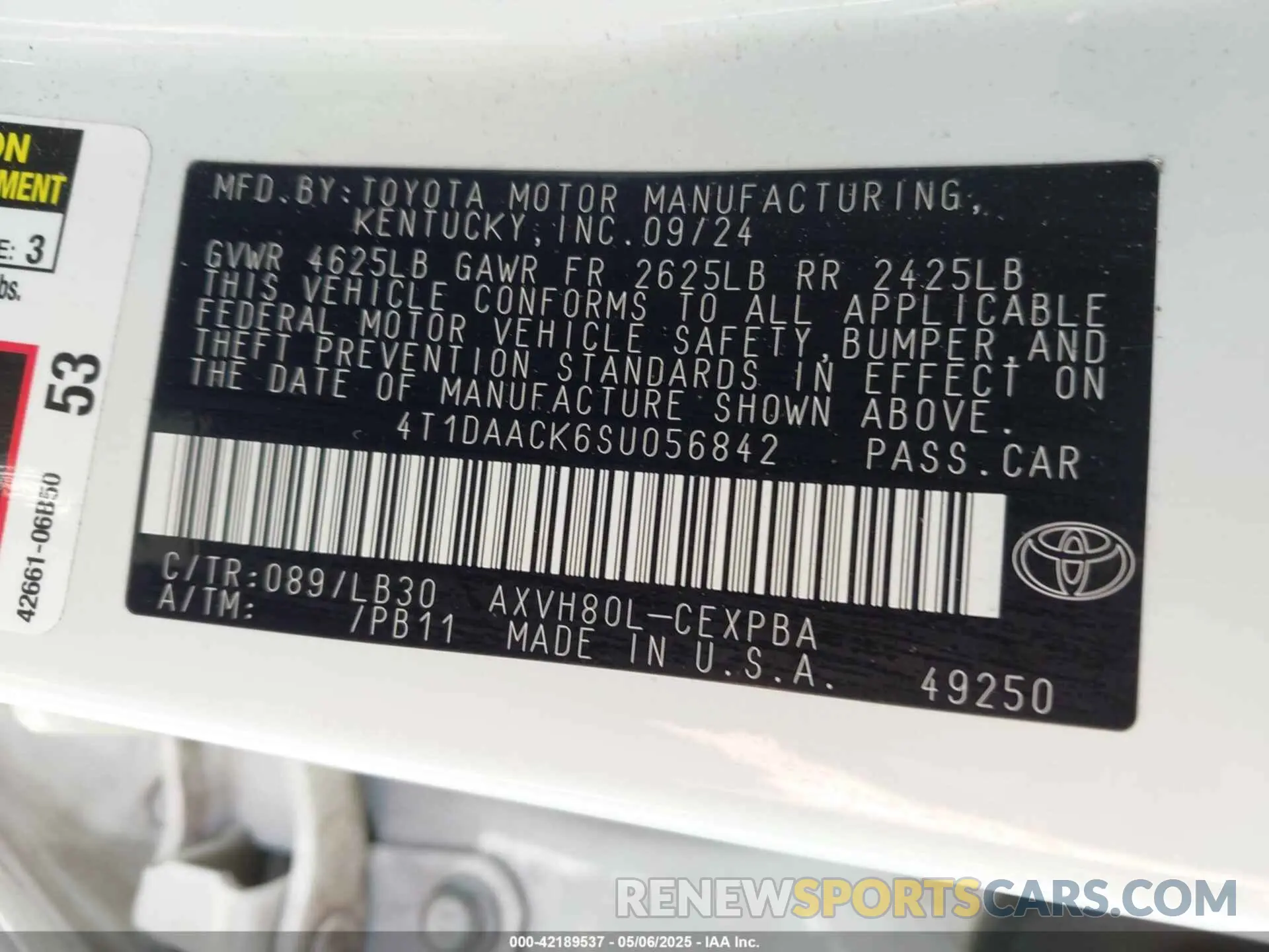 9 Photograph of a damaged car 4T1DAACK6SU056842 TOYOTA CAMRY 2025