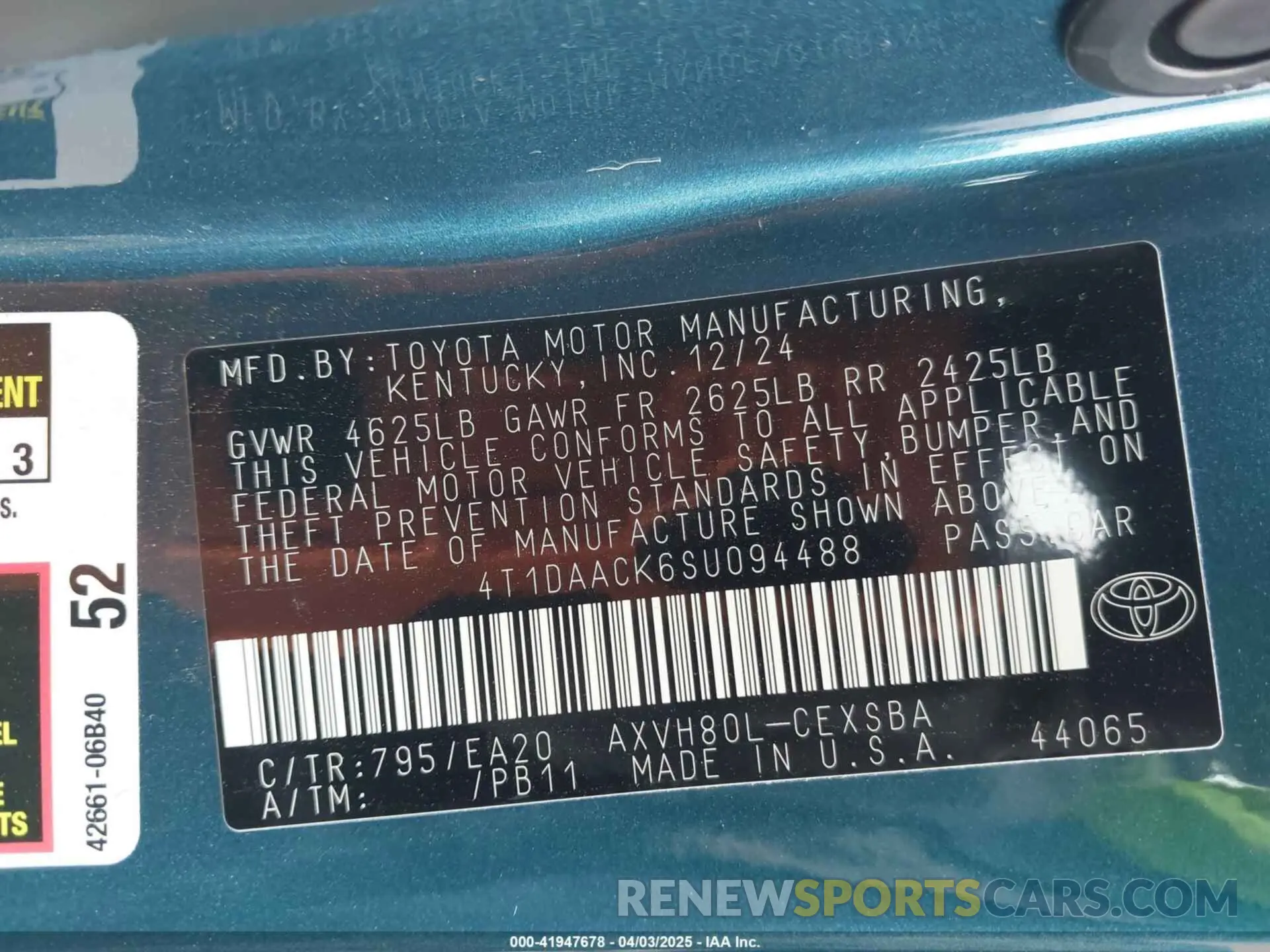 9 Photograph of a damaged car 4T1DAACK6SU094488 TOYOTA CAMRY 2025