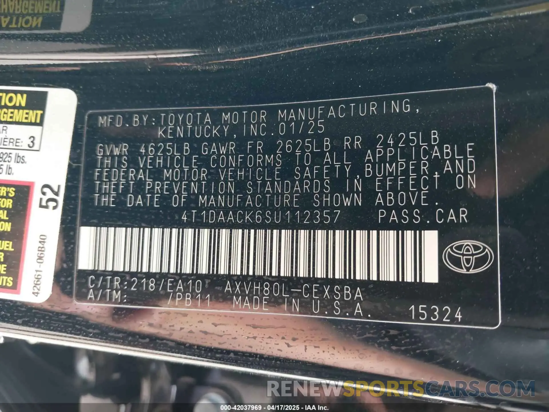9 Photograph of a damaged car 4T1DAACK6SU112357 TOYOTA CAMRY 2025