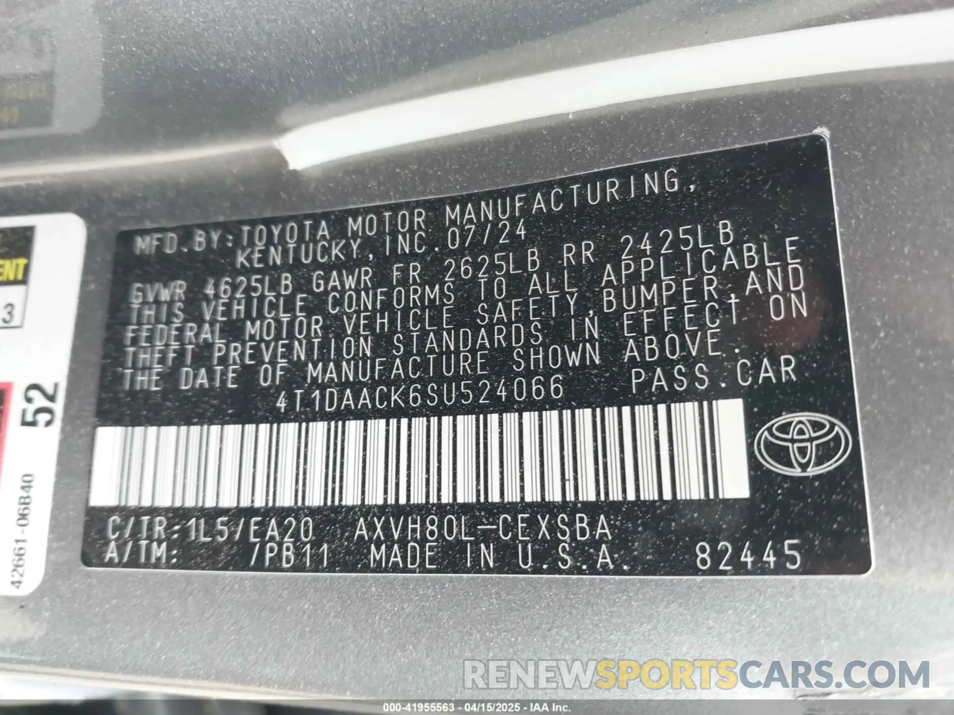 9 Photograph of a damaged car 4T1DAACK6SU524066 TOYOTA CAMRY 2025