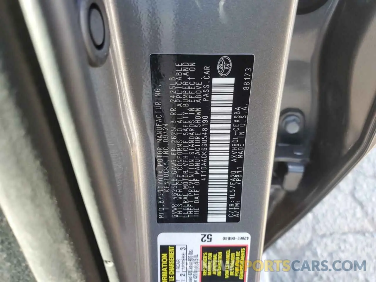 12 Photograph of a damaged car 4T1DAACK6SU548190 TOYOTA CAMRY 2025