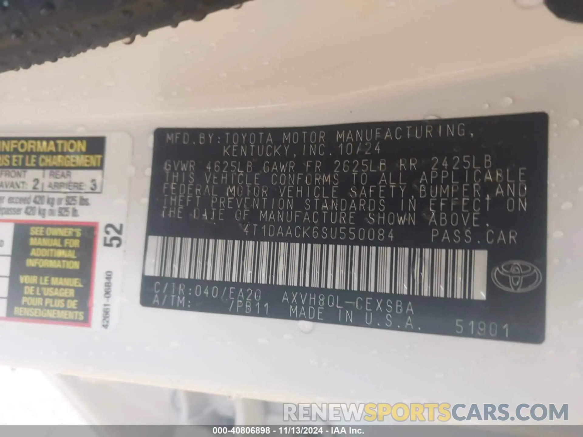 9 Photograph of a damaged car 4T1DAACK6SU550084 TOYOTA CAMRY 2025