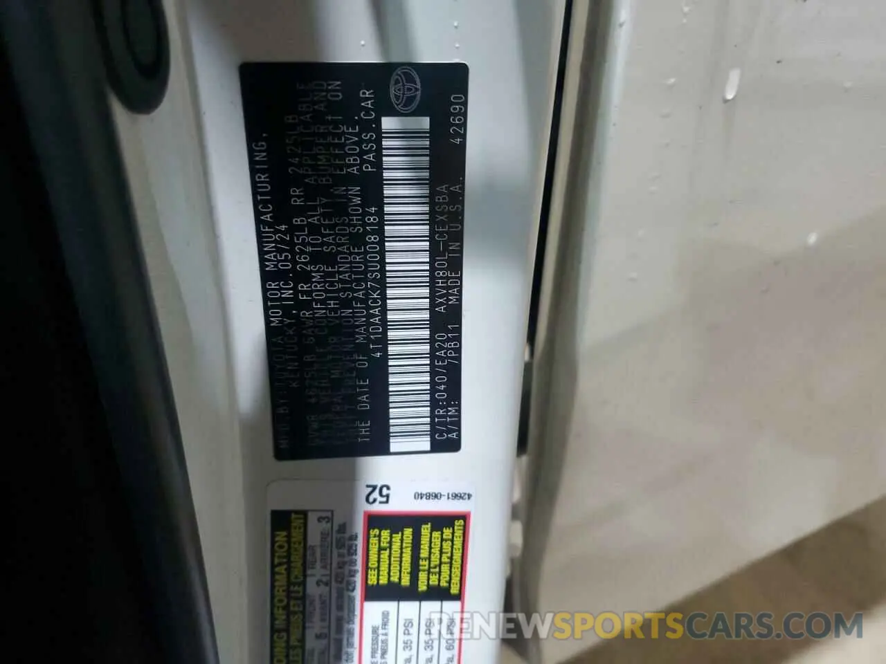 13 Photograph of a damaged car 4T1DAACK7SU008184 TOYOTA CAMRY 2025