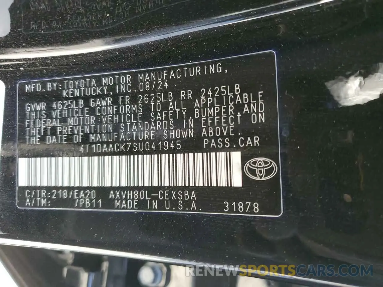 12 Photograph of a damaged car 4T1DAACK7SU041945 TOYOTA CAMRY 2025