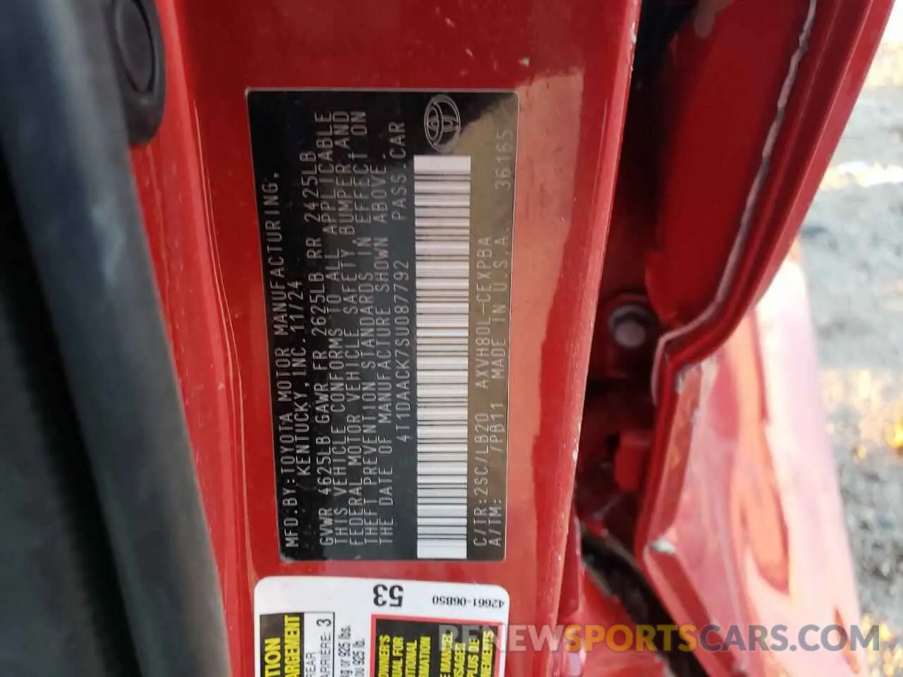 12 Photograph of a damaged car 4T1DAACK7SU087792 TOYOTA CAMRY 2025