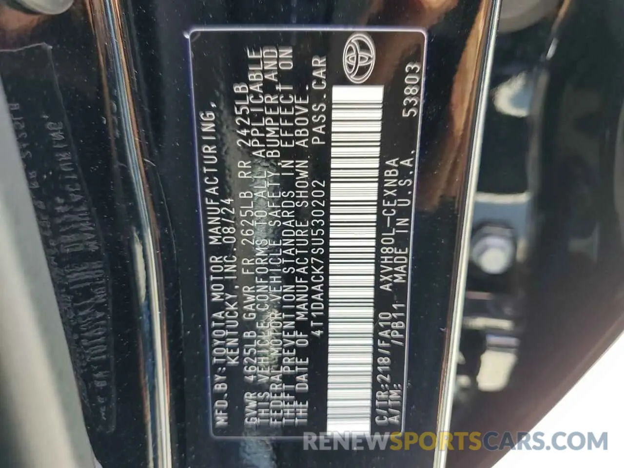 12 Photograph of a damaged car 4T1DAACK7SU530202 TOYOTA CAMRY 2025